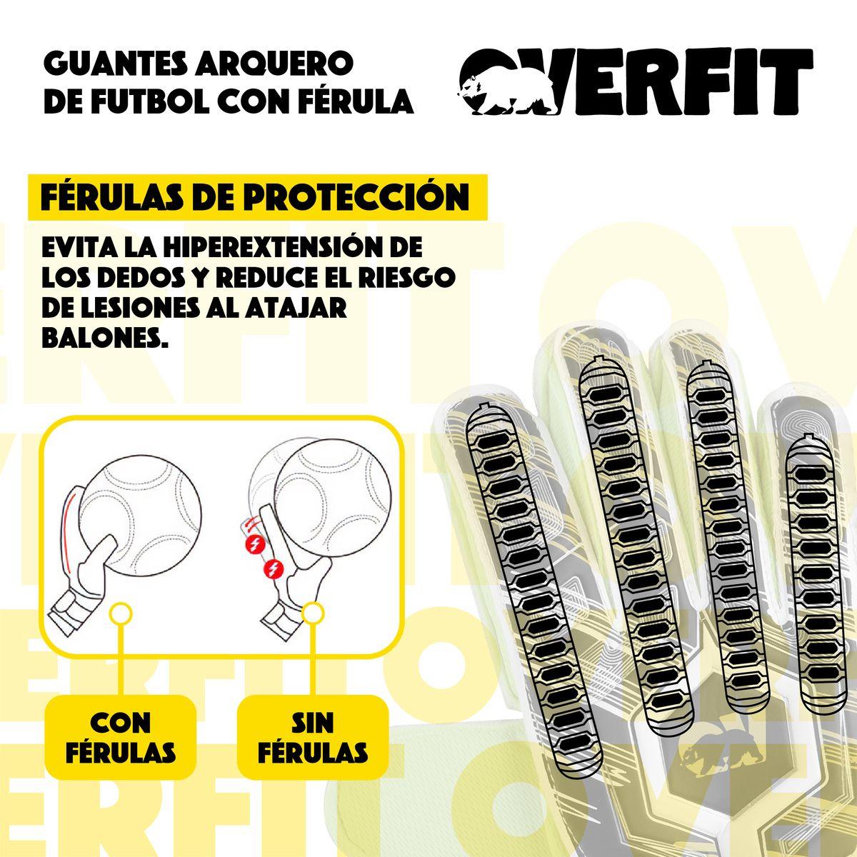 Guantes de Arquero Futbol Overfit Ferula Antideslizante Pro Verde L-4