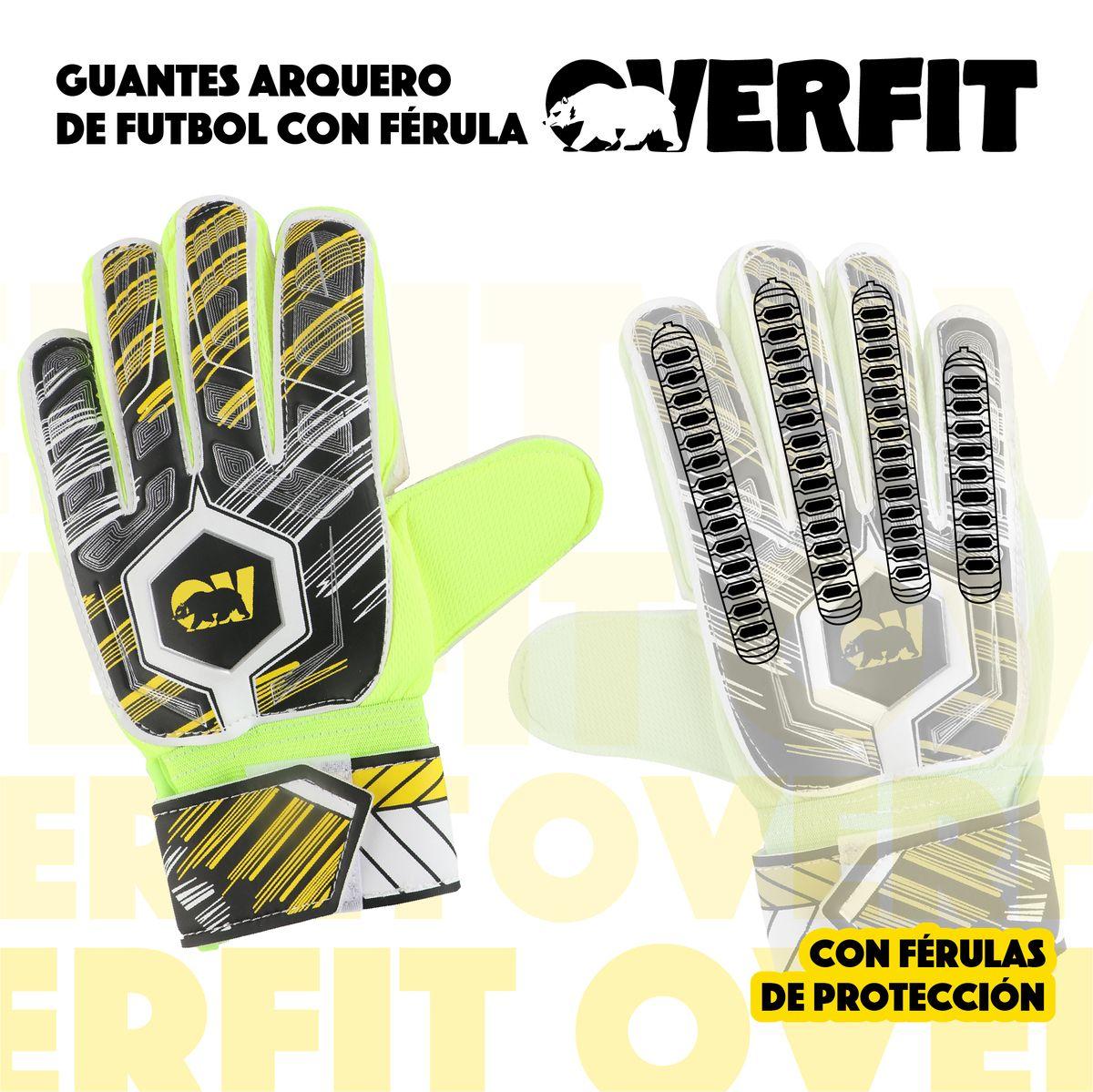 Guantes de Arquero Futbol Overfit Ferula Antideslizante Pro Verde L-5