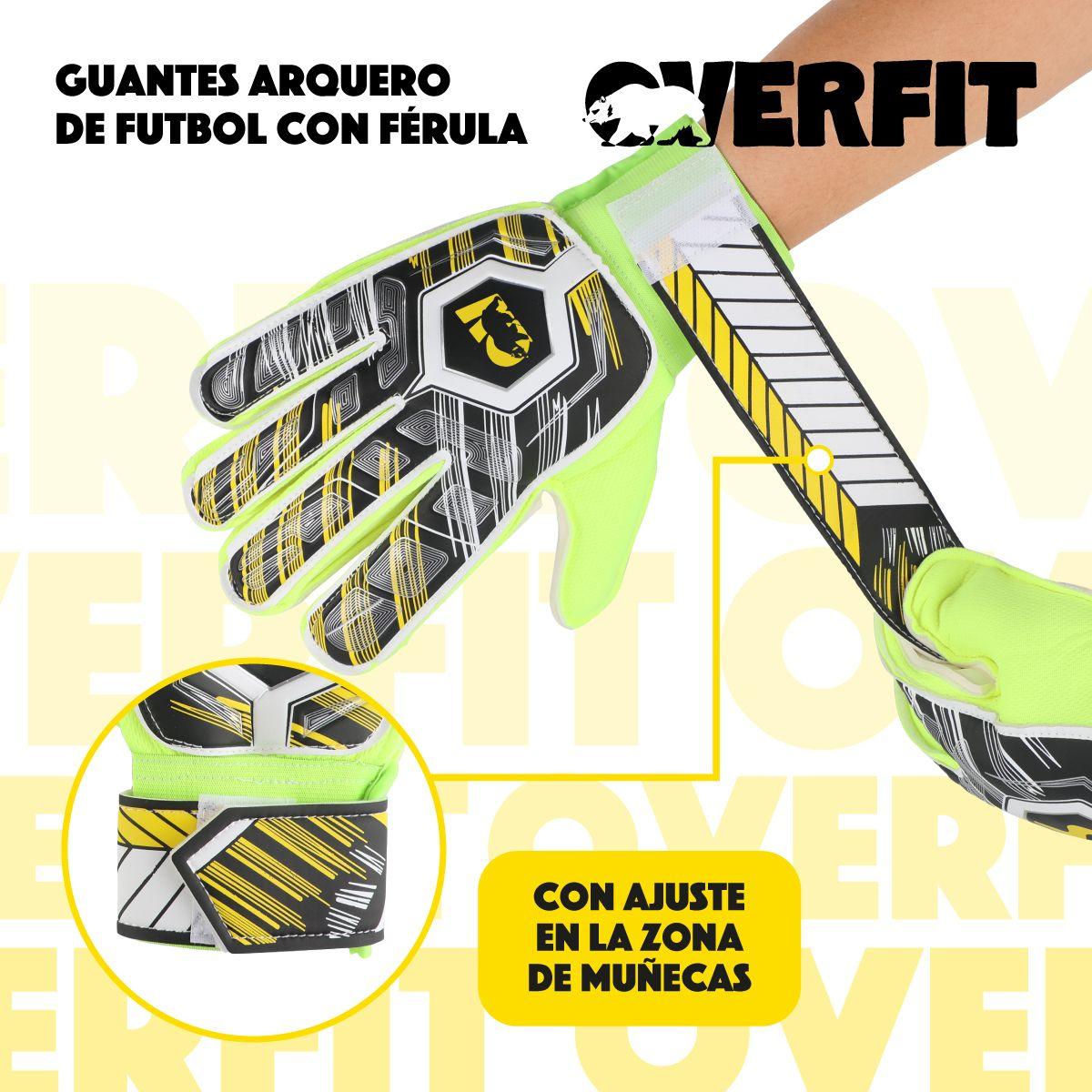 Guantes de Arquero Futbol Overfit Ferula Antideslizante Pro Verde L-6