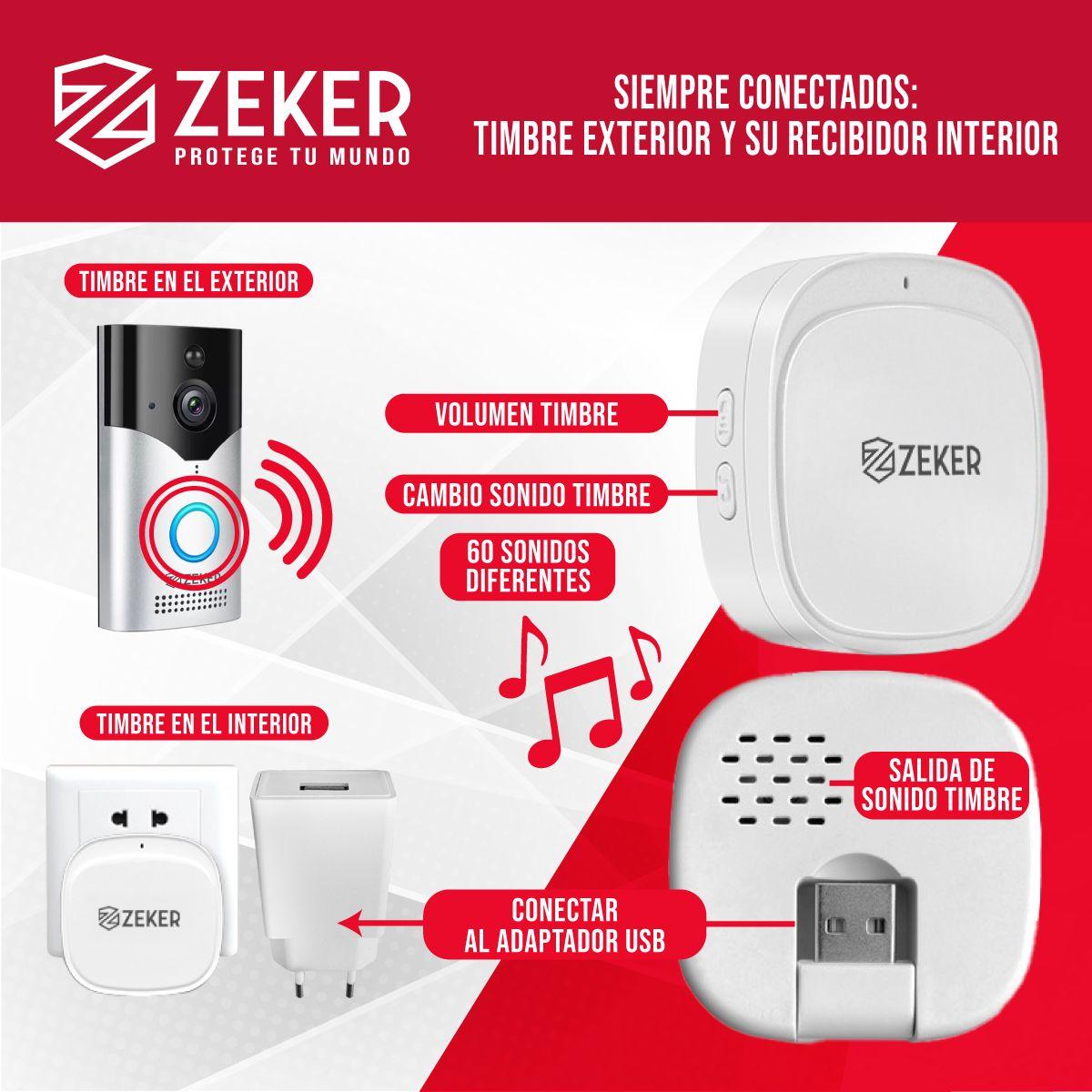 Timbre Inalambrico De Seguridad Inteligente Zeker-2