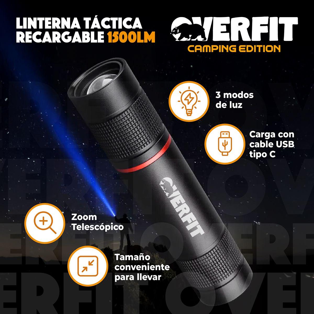 Linterna Led Largo Alcance De Bolsillo Overfit Recargable-2