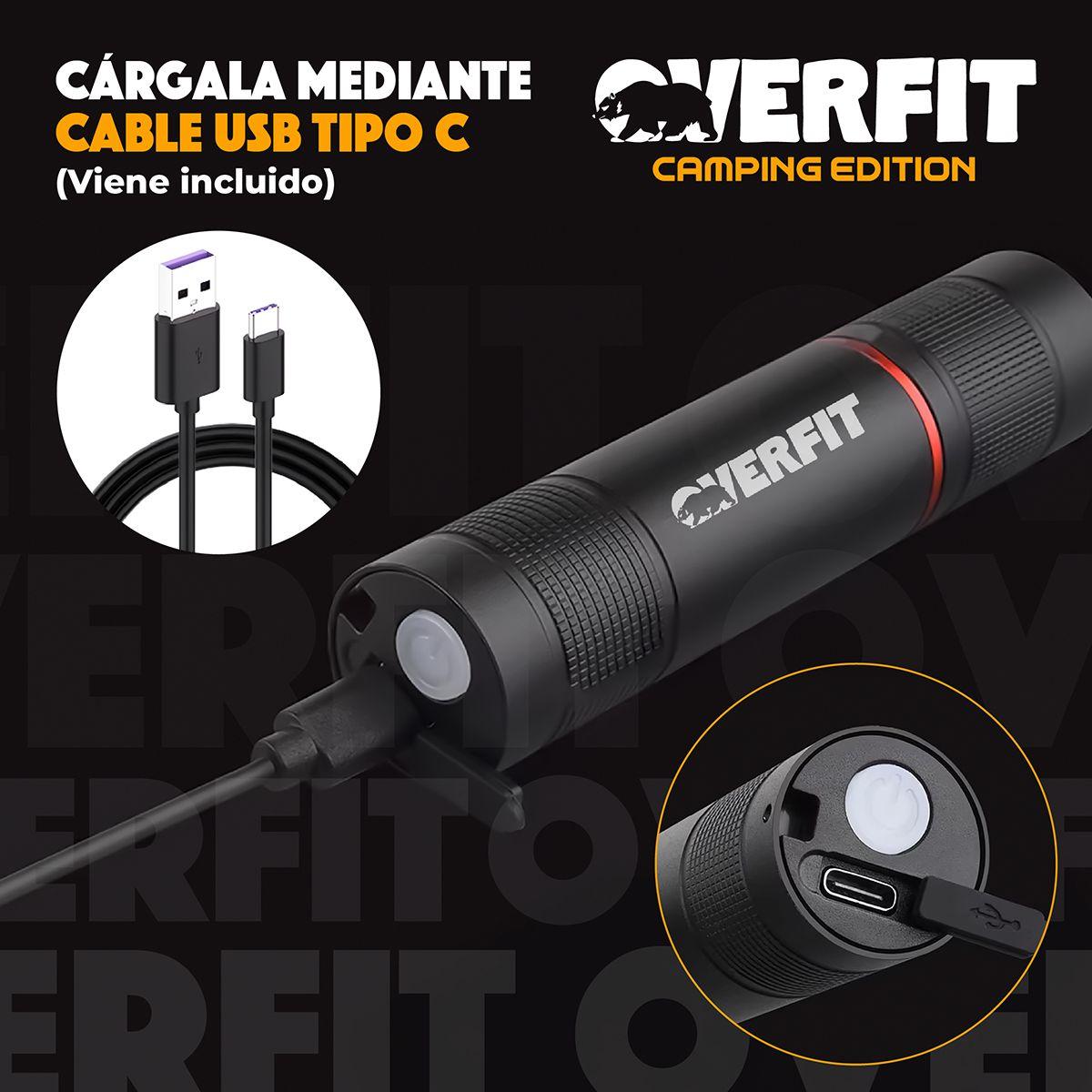 Linterna Led Largo Alcance De Bolsillo Overfit Recargable-6