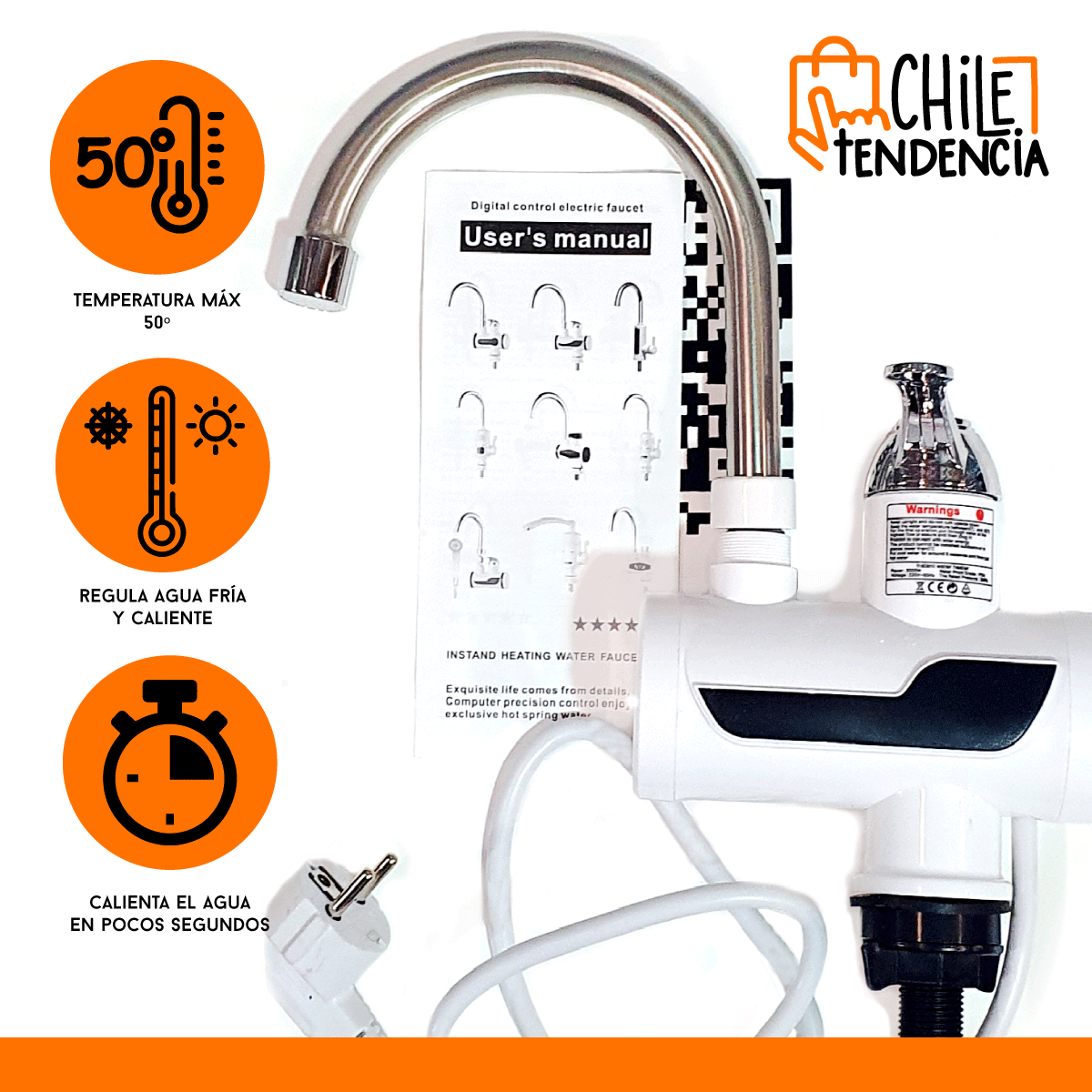 Llave Eléctrica Lavaplatos Calentadora Cocina Agua Caliente-3