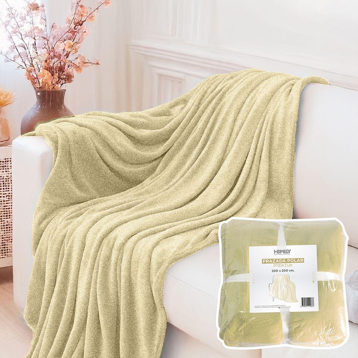 Frazada Polar Termica King Homely Manta 200x200cm Beige-0