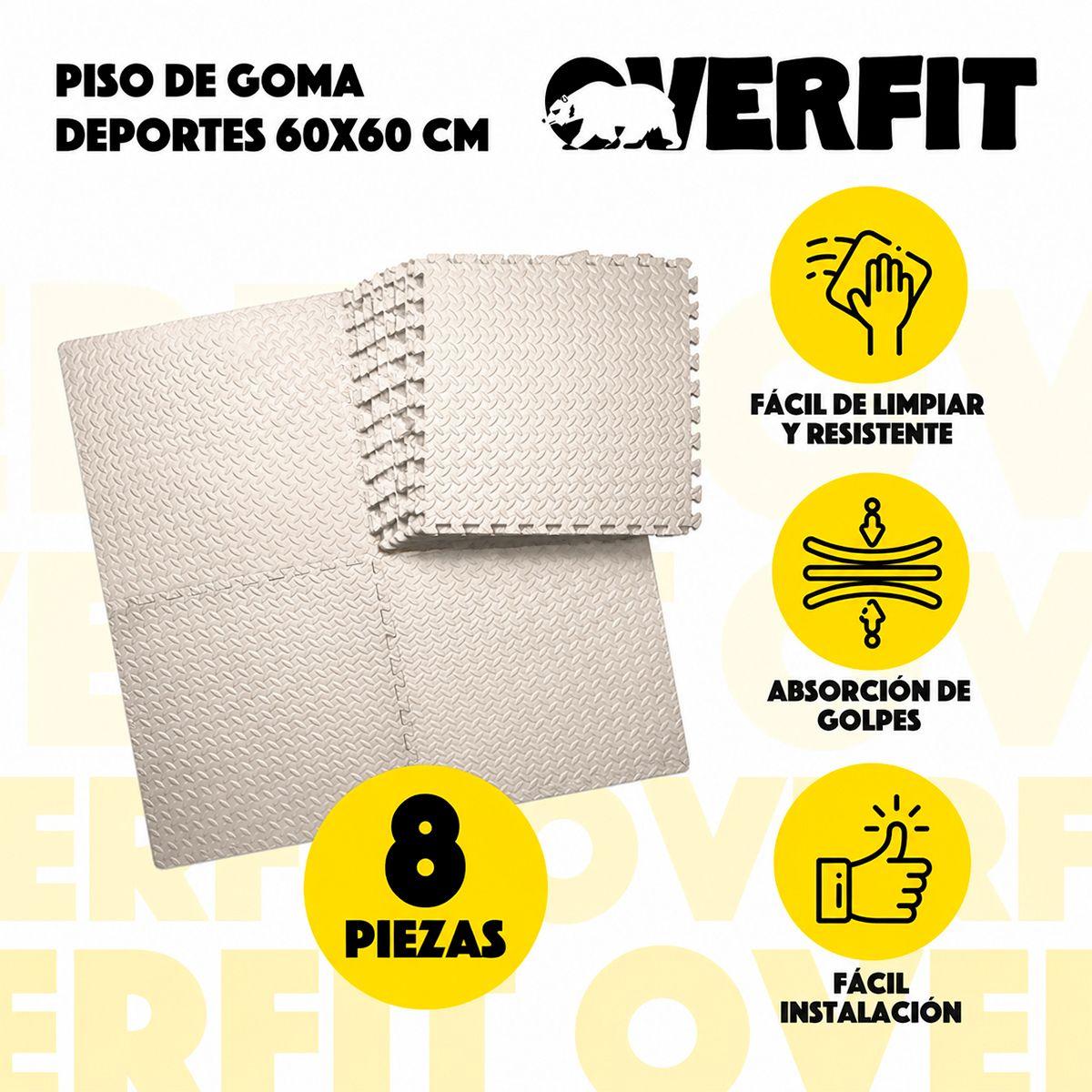 Piso Goma Eva Alfombra Deportiva Gimansio Overfit 12mm 60x60cm X8 Unidades Color Beige Lisa-1