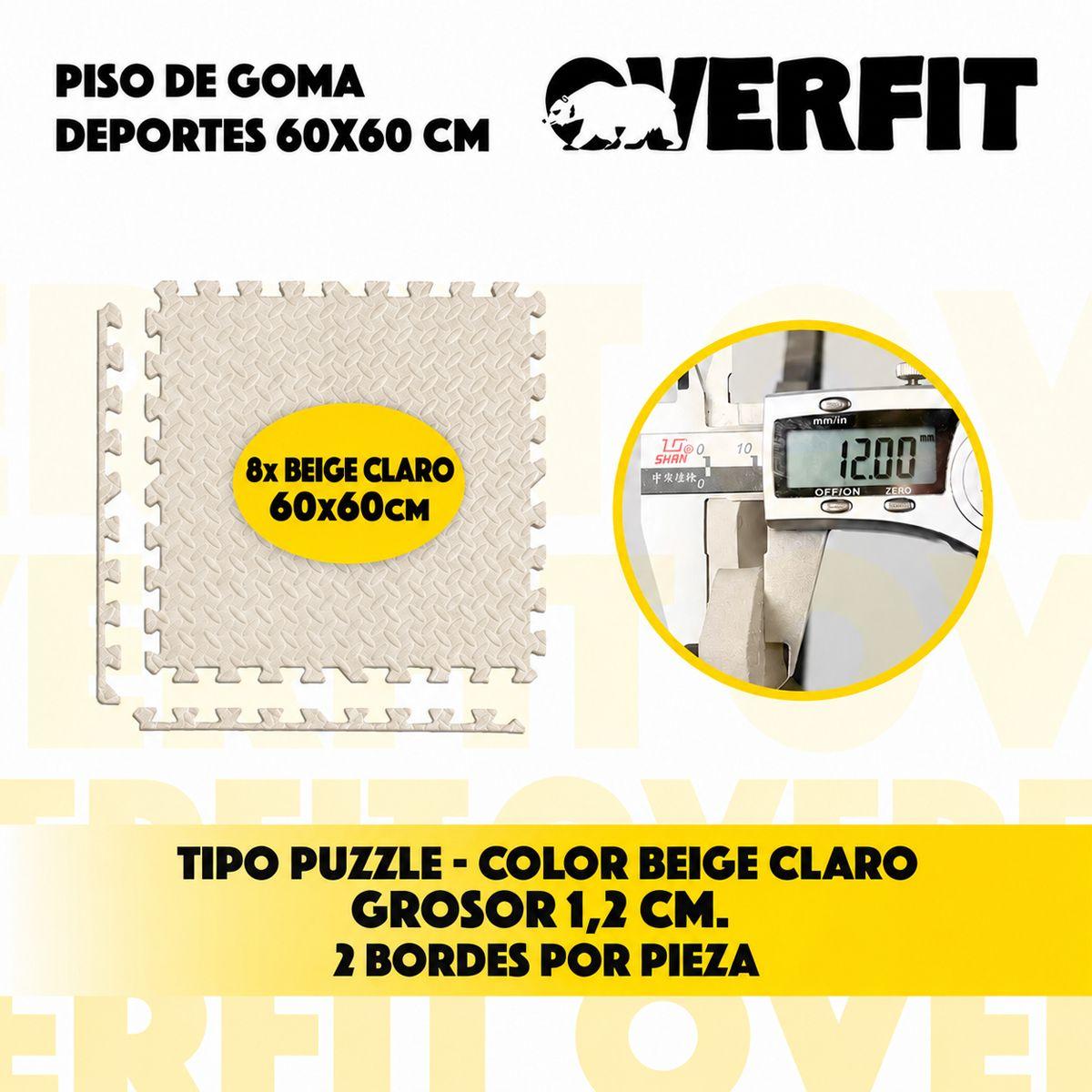 Piso Goma Eva Alfombra Deportiva Gimansio Overfit 12mm 60x60cm X8 Unidades Color Beige Lisa-2