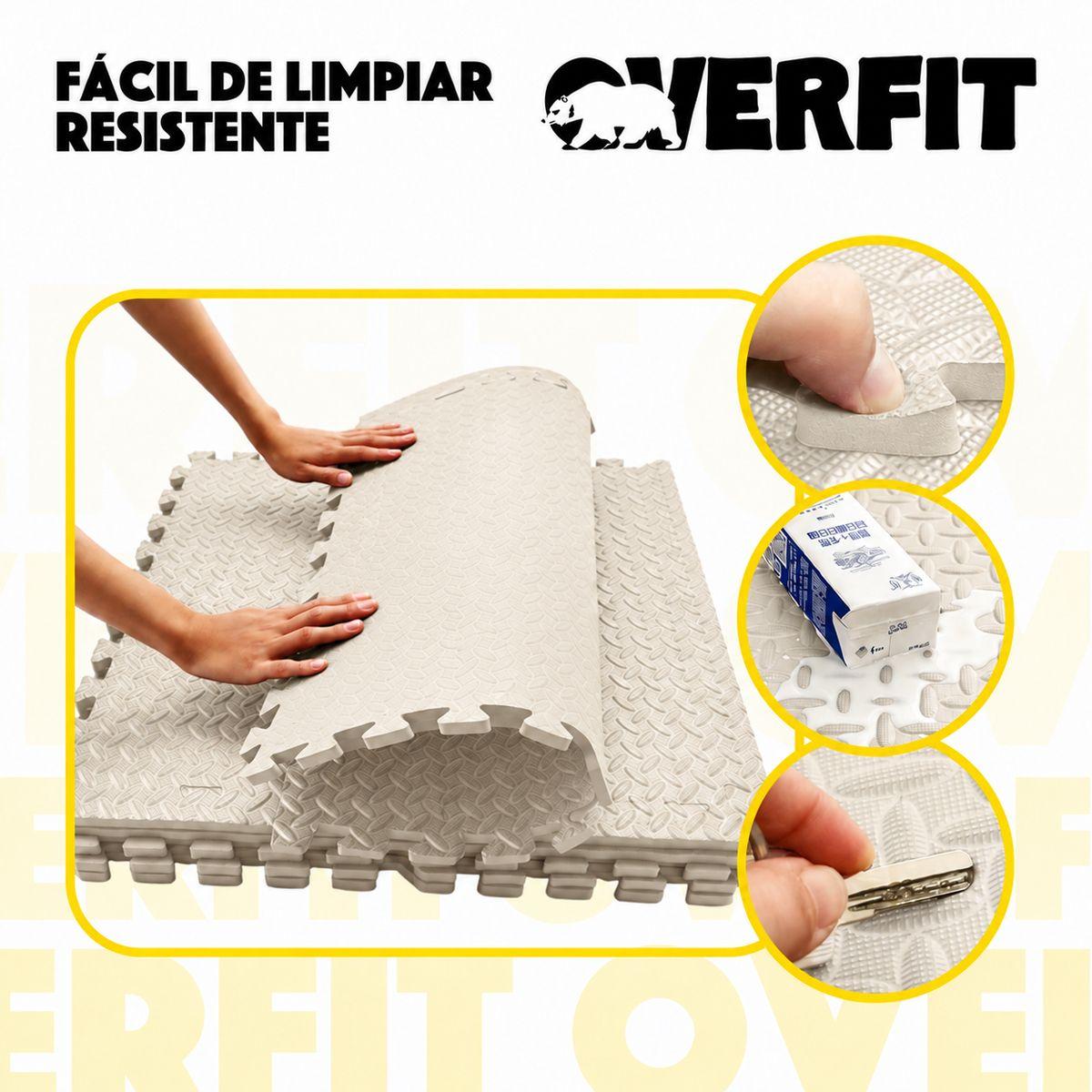 Piso Goma Eva Alfombra Deportiva Gimansio Overfit 12mm 60x60cm X8 Unidades Color Beige Lisa-3
