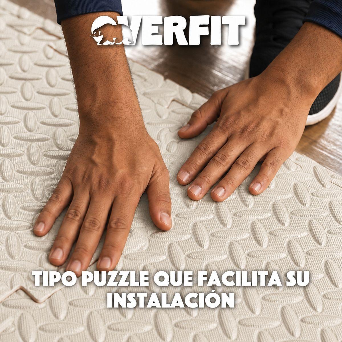 Piso Goma Eva Alfombra Deportiva Gimansio Overfit 12mm 60x60cm X8 Unidades Color Beige Lisa-6