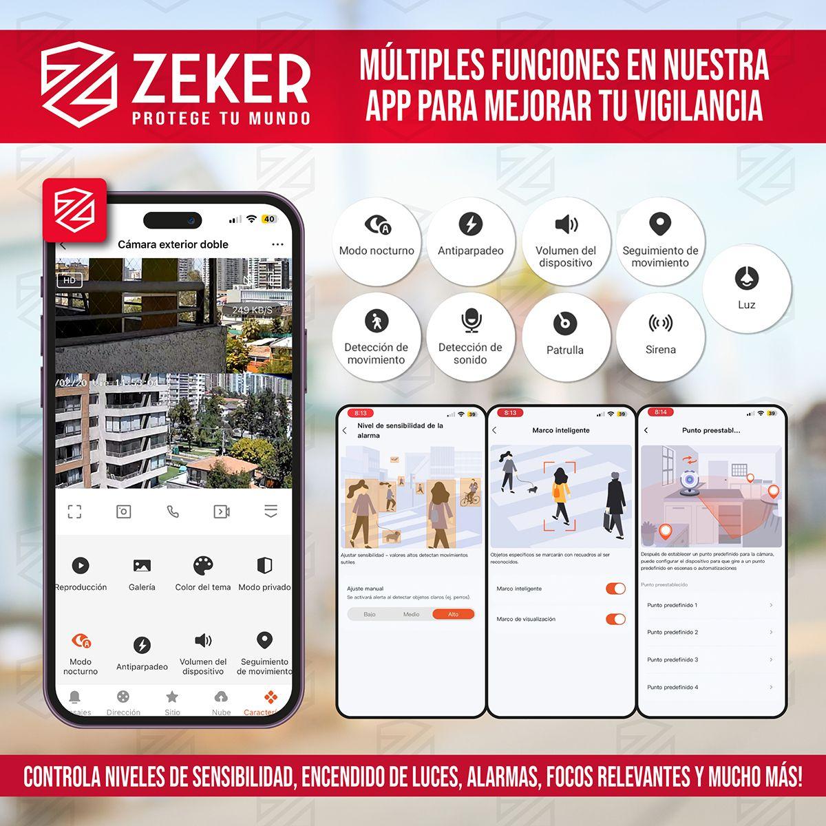 Camara De Seguridad 5G Zeker Doble 4MP Exterior Impermeable-5