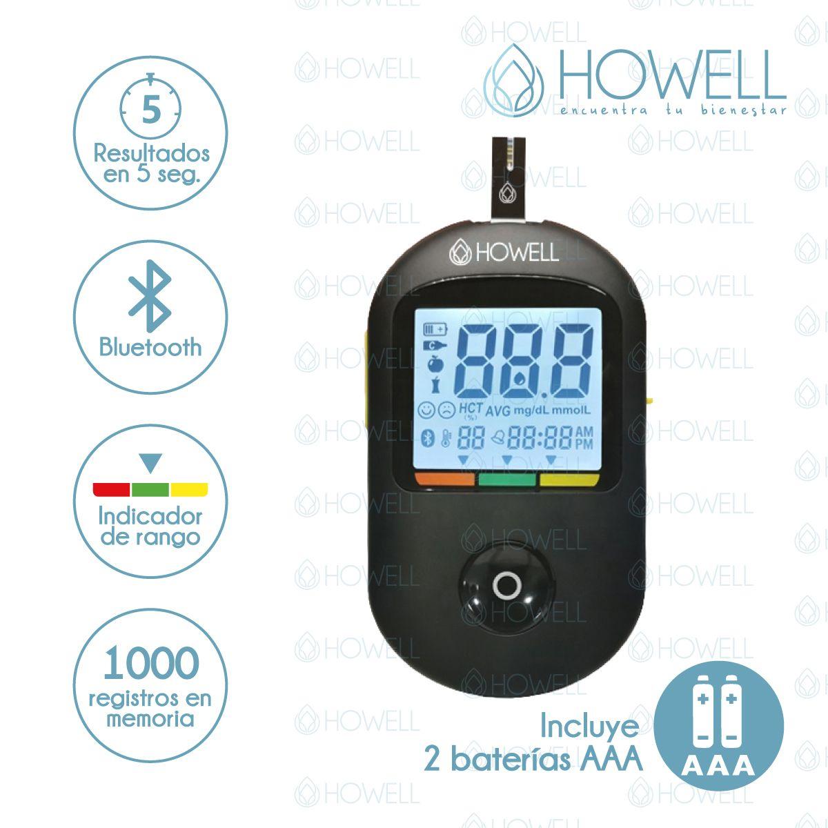 Kit Glucometro Digital Howell Bg-710b Bluetooth 10 Tiras 10 Lancetas Estuche Incluido-2