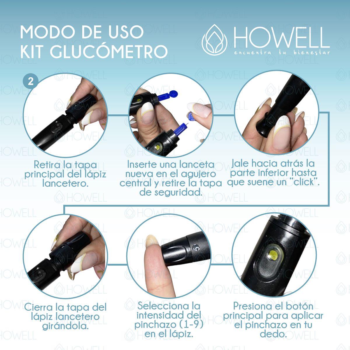 Kit Glucometro Digital Howell Bg-710b Bluetooth 10 Tiras 10 Lancetas Estuche Incluido-4