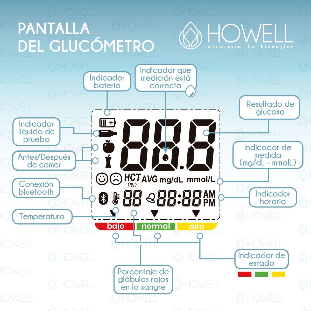 Kit Glucometro Digital Howell Bg-710b Bluetooth 10 Tiras 10 Lancetas Estuche Incluido-5
