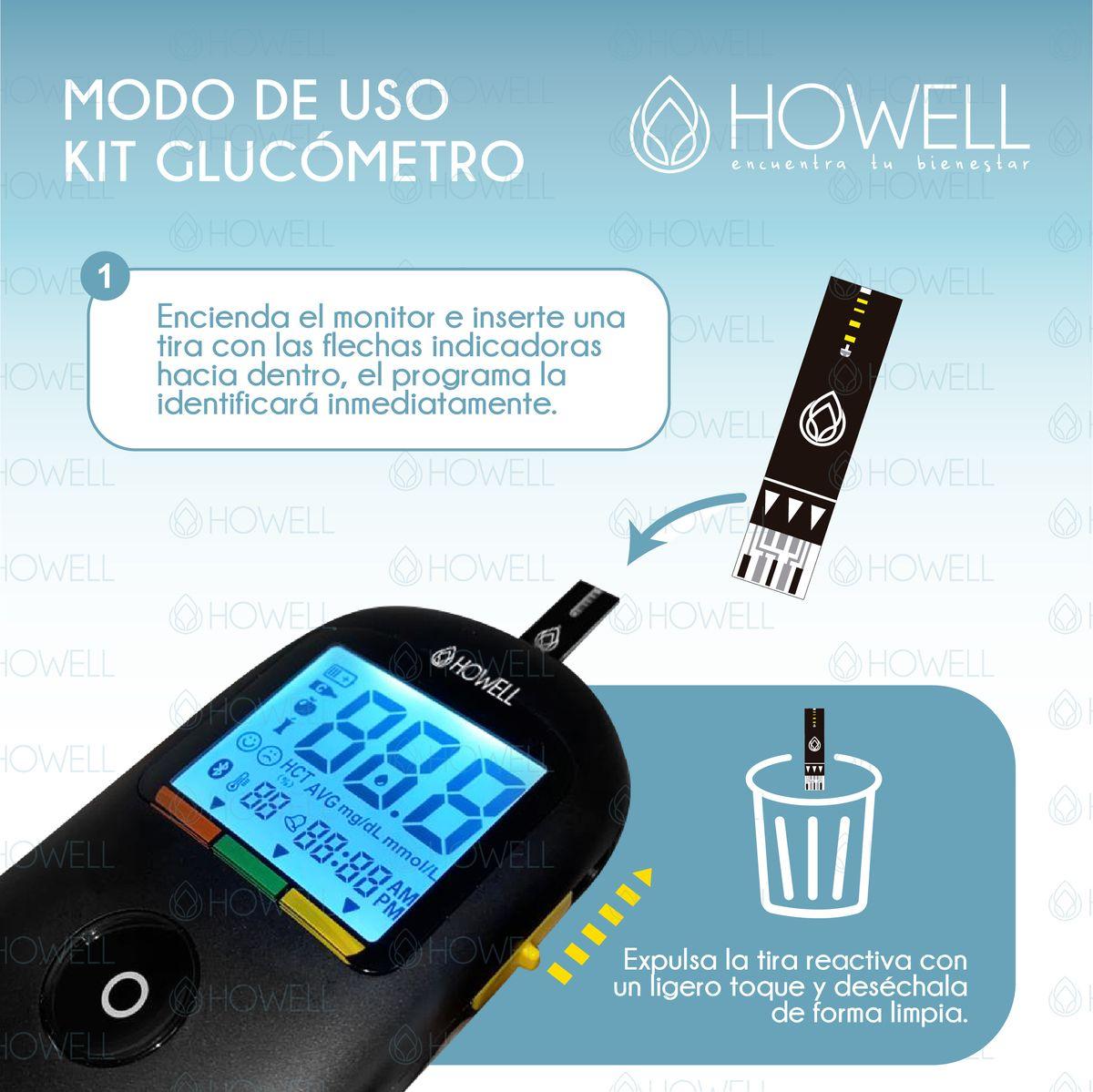 Kit Glucometro Digital Howell Bg-710b Bluetooth 10 Tiras 10 Lancetas Estuche Incluido-6
