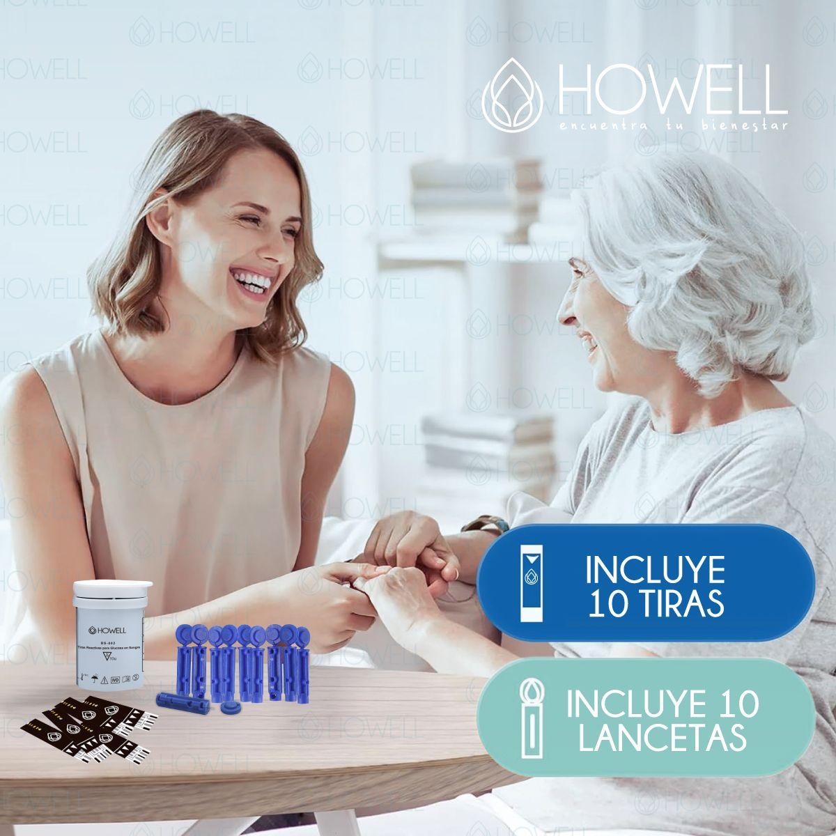 Kit Glucometro Digital Howell Bg-710b Bluetooth 10 Tiras 10 Lancetas Estuche Incluido-7