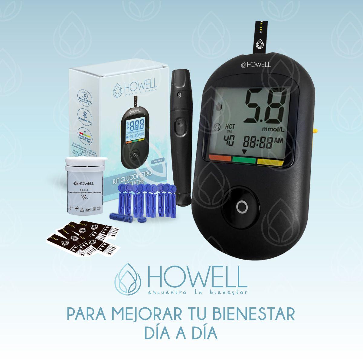 Kit Glucometro Digital Howell Bg-710b Bluetooth 10 Tiras 10 Lancetas Estuche Incluido-9