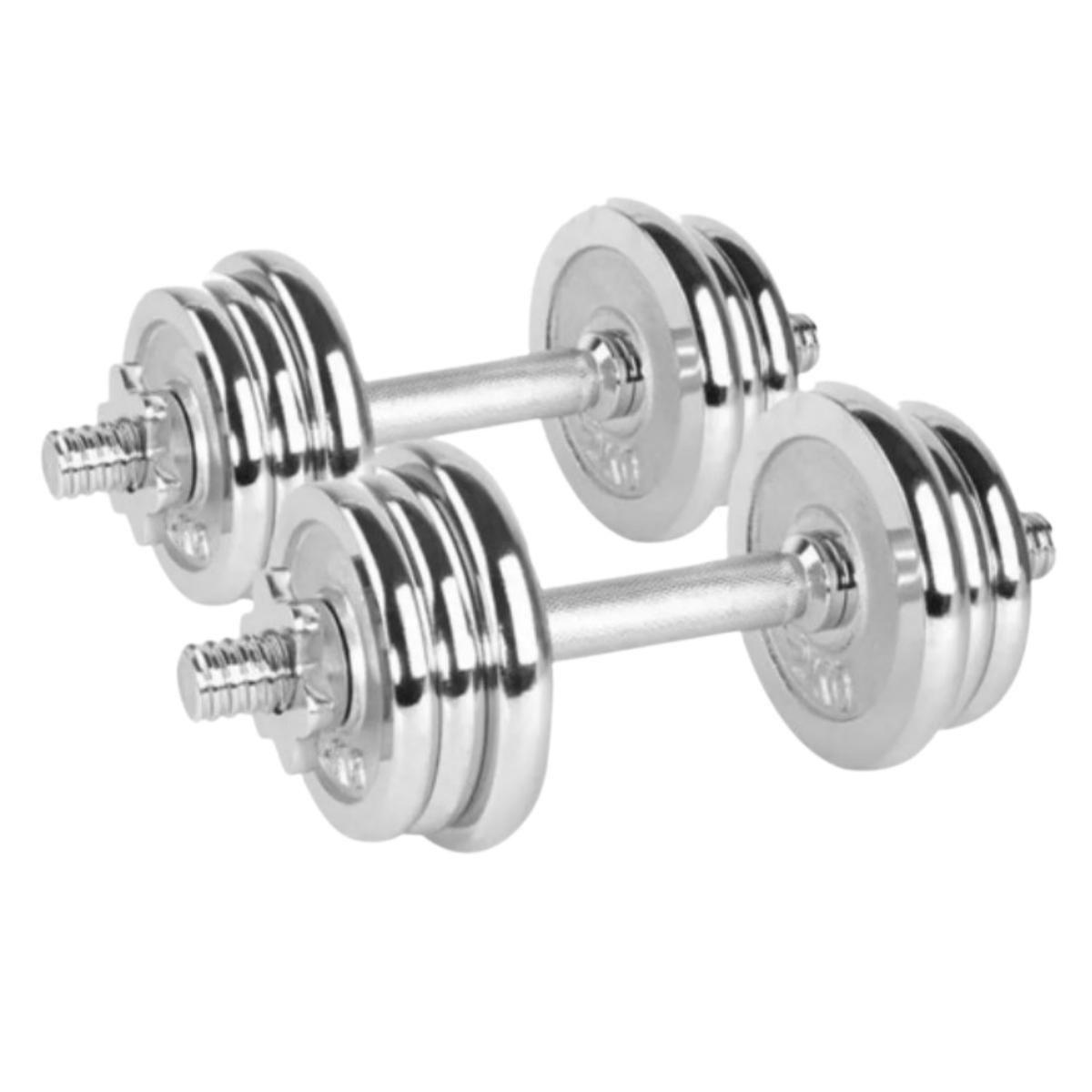 Set Mancuernas Cromadas 15kg Ajustables Pesas Peso Regulable-0