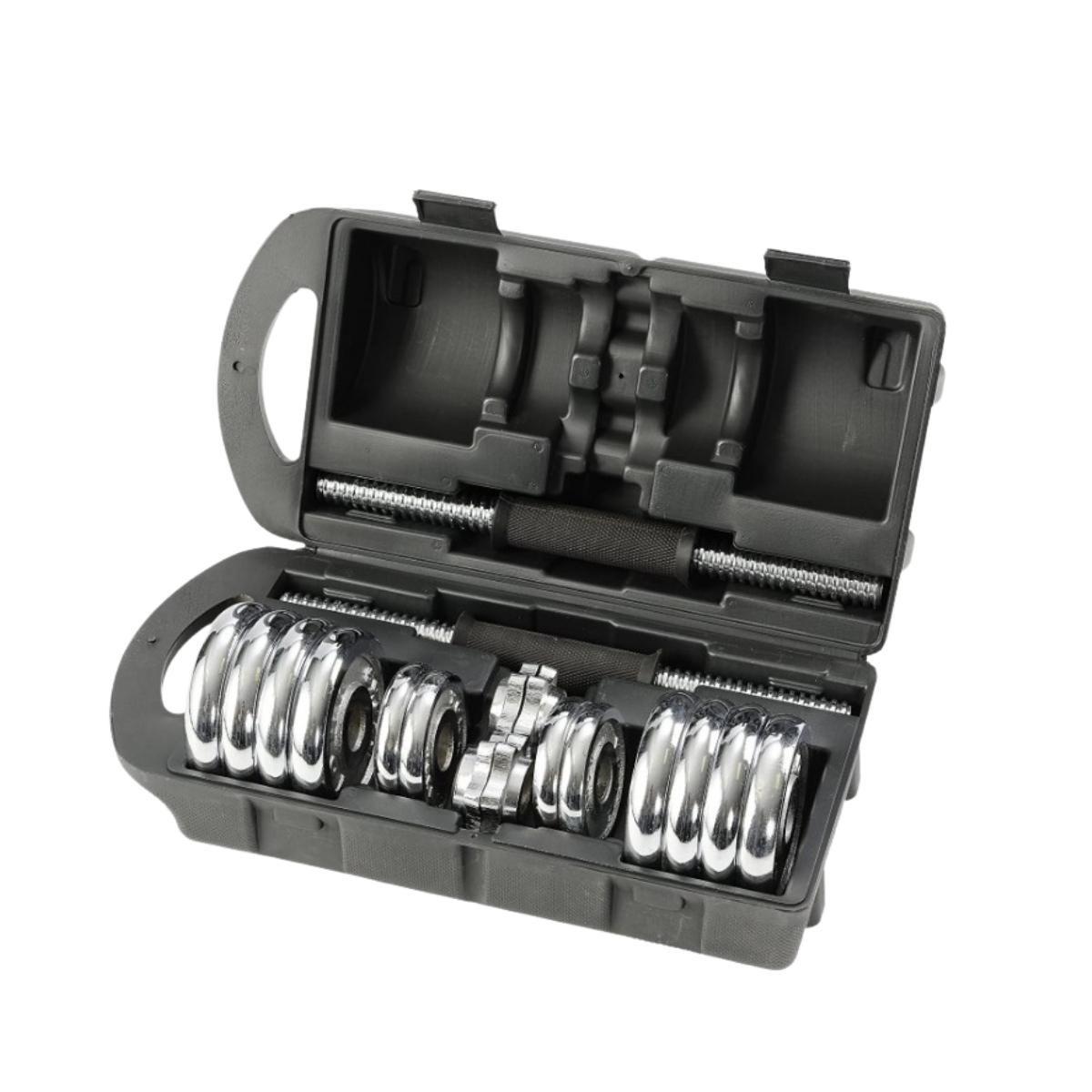 Set Mancuernas Cromadas 15kg Ajustables Pesas Peso Regulable-2