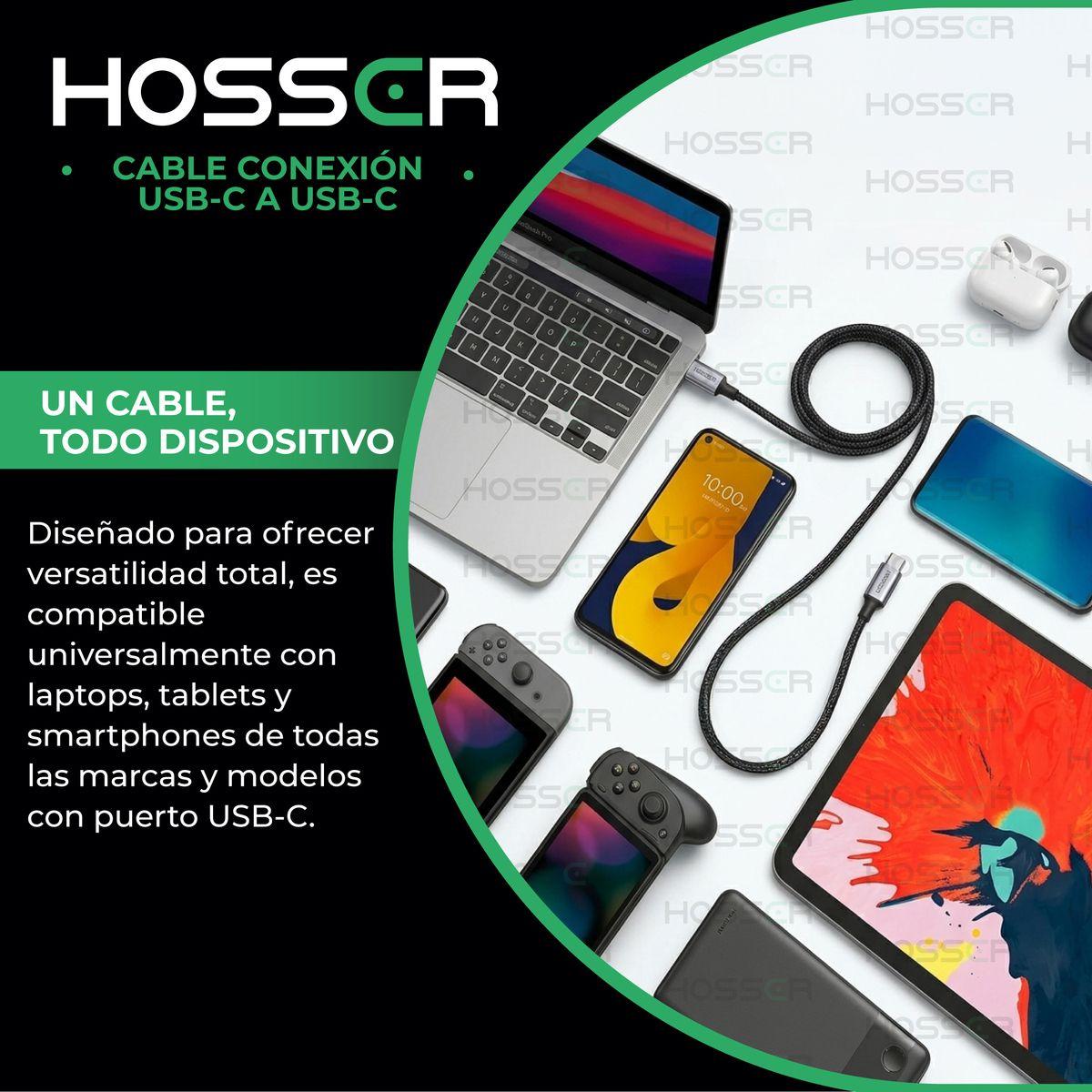 Cable Usb C A C 2 Metros Ios Android Carga Rapida Hosser-5