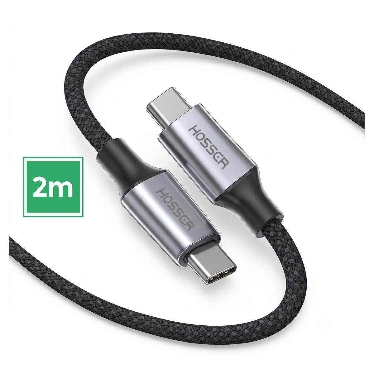Cable Usb C A C 2 Metros Ios Android Carga Rapida Hosser-0
