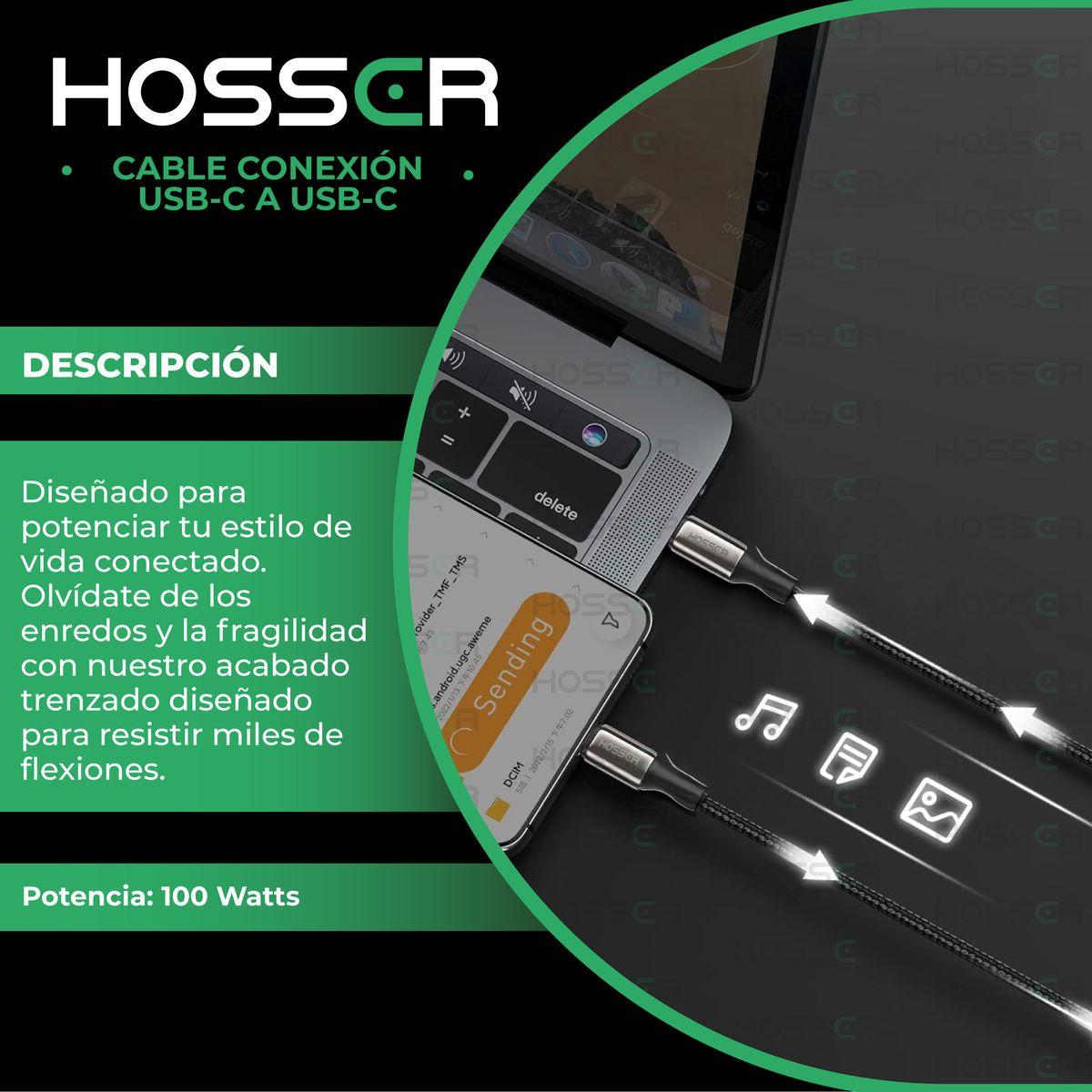 Cable Usb C A C 2 Metros Ios Android Carga Rapida Hosser-2