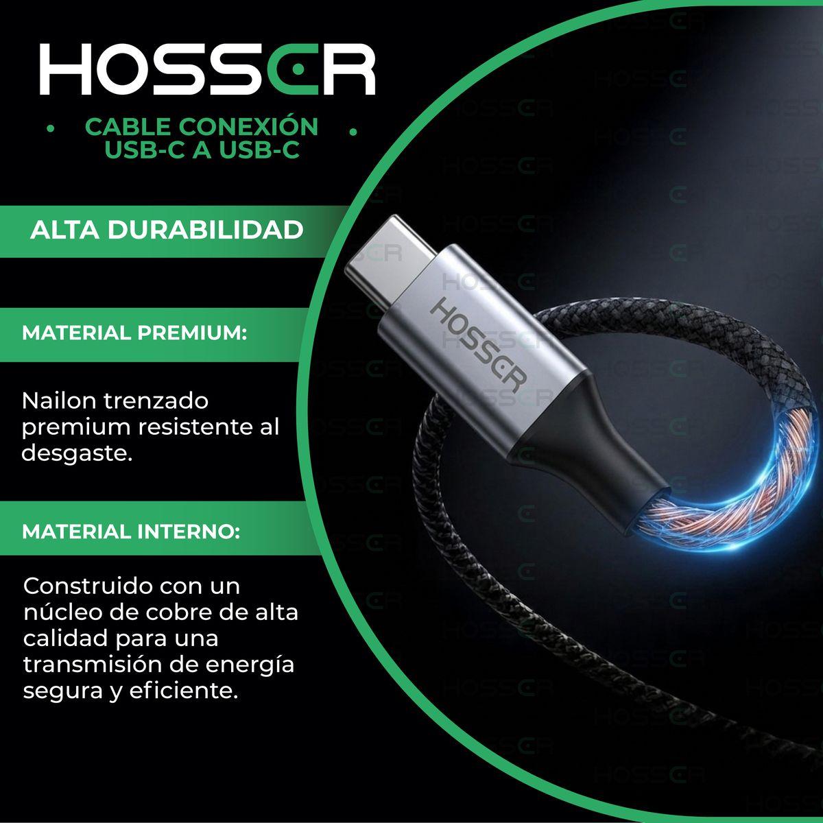 Cable Usb C A C 2 Metros Ios Android Carga Rapida Hosser-3