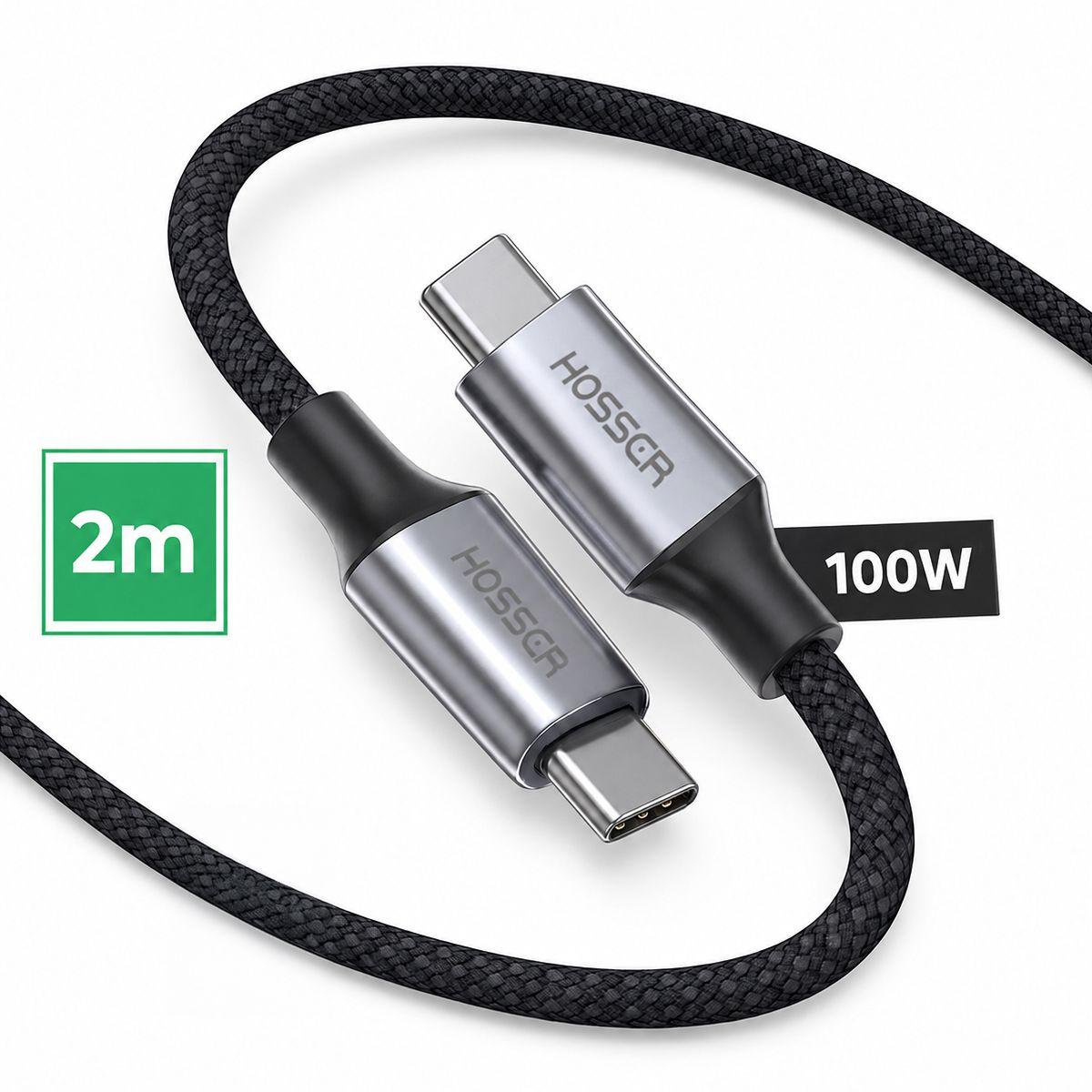 Cable Usb C A C 2 Metros Ios Android Carga Rapida Hosser-0