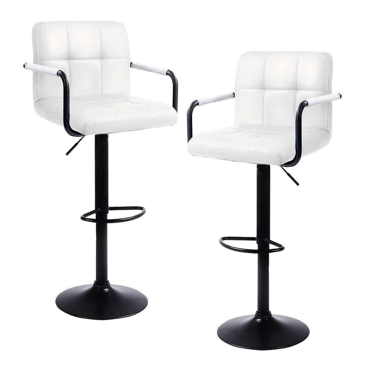 Pack x2 Sillas De Bar Piso Taburete Homely Comfort 61-81CM Blanco-0