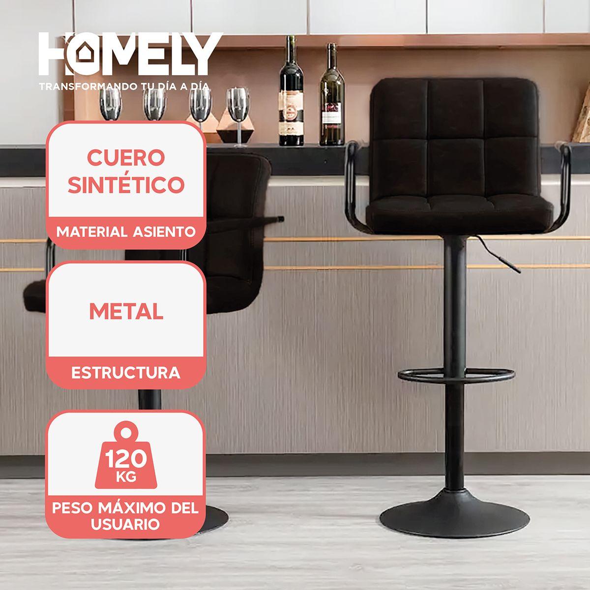 Pack x2 Sillas De Bar Piso Taburete Homely Comfort 61-81CM Blanco-1