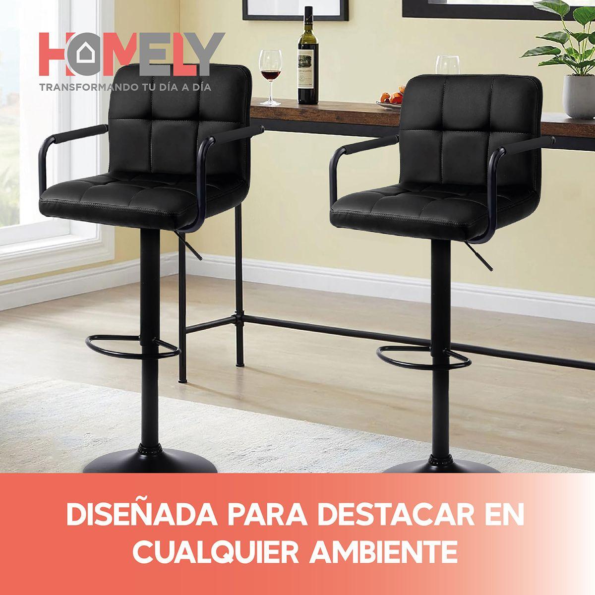 Pack x2 Sillas De Bar Piso Taburete Homely Comfort 61-81CM Blanco-8