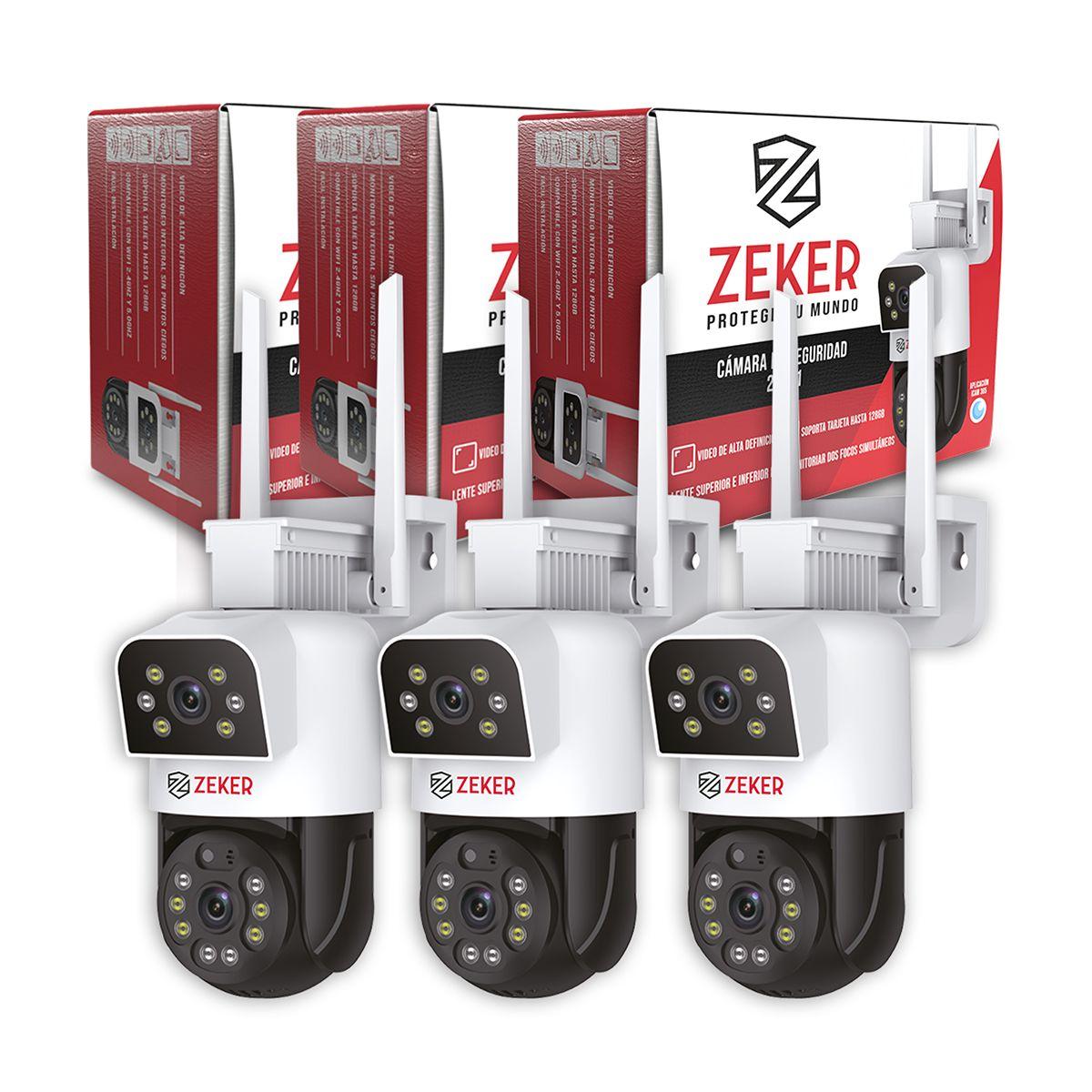 Pack x3 Cámara De Seguridad 5G Zeker Doble 4MP Impermeable-0