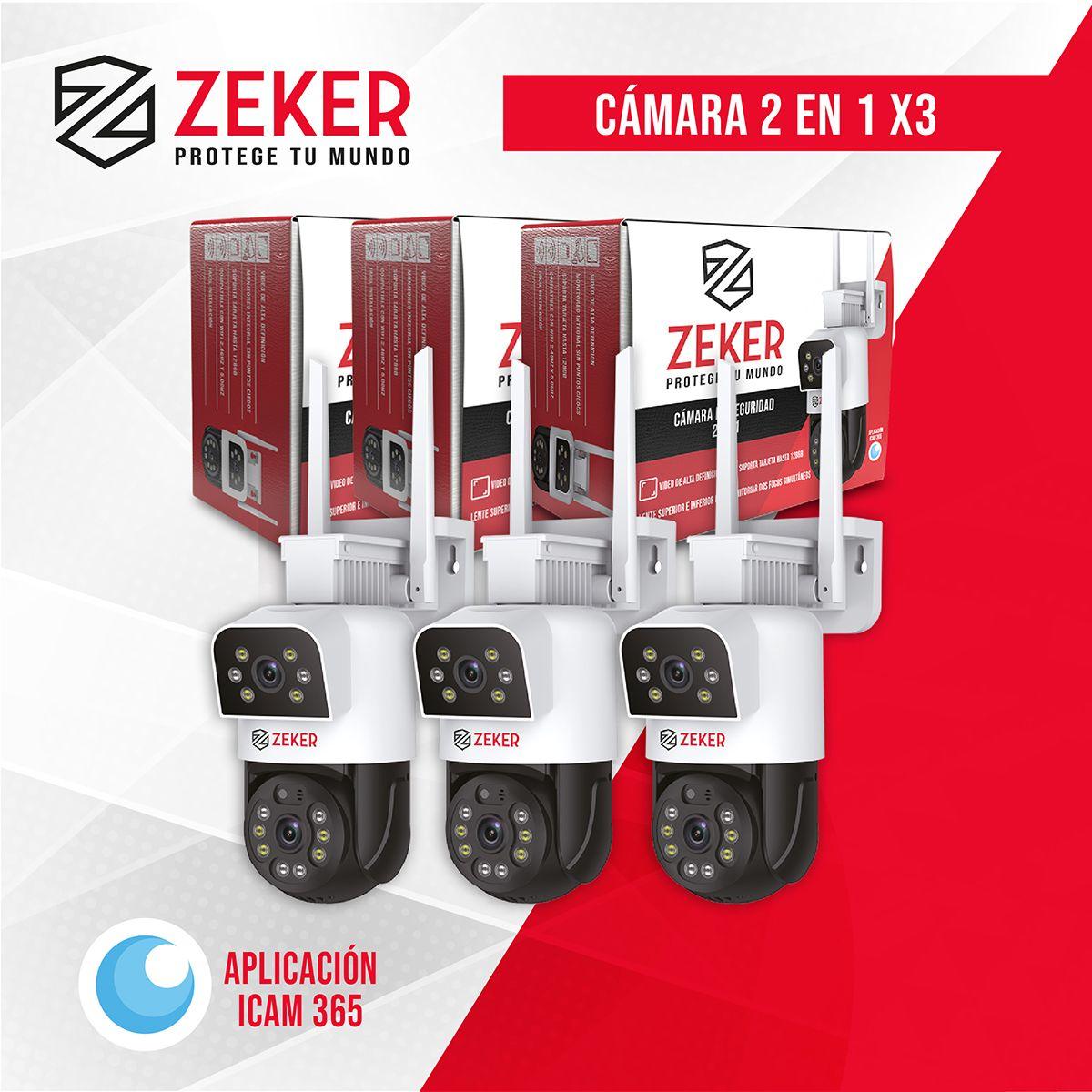 Pack x3 Cámara De Seguridad 5G Zeker Doble 4MP Impermeable-7