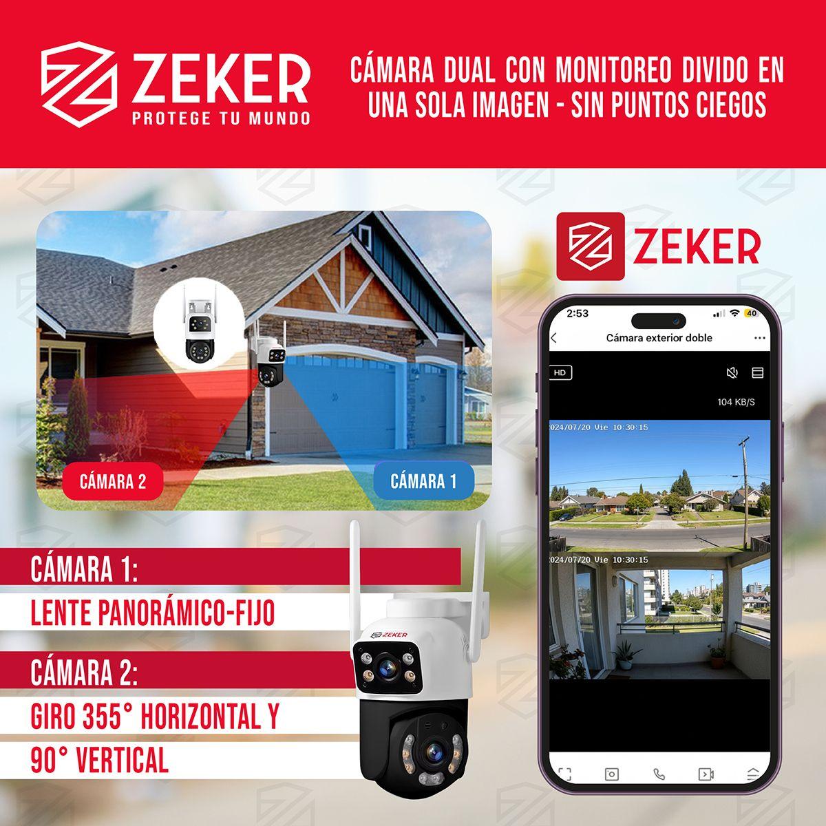 Pack x3 Cámara De Seguridad 5G Zeker Doble 4MP Impermeable-2