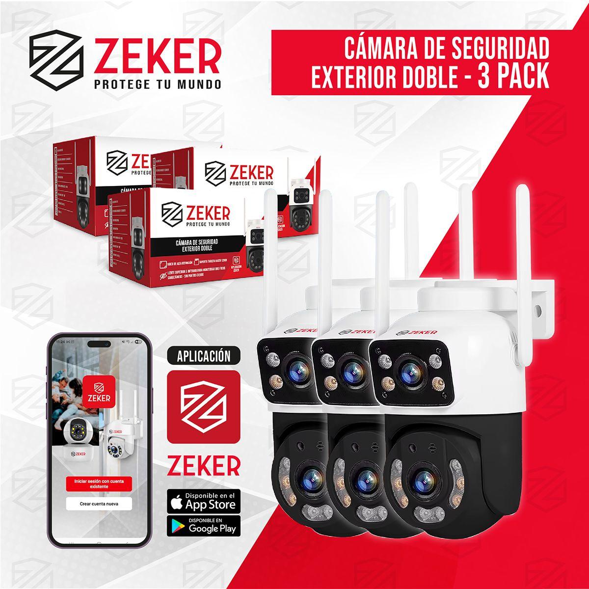 Pack x3 Cámara De Seguridad 5G Zeker Doble 4MP Impermeable-9
