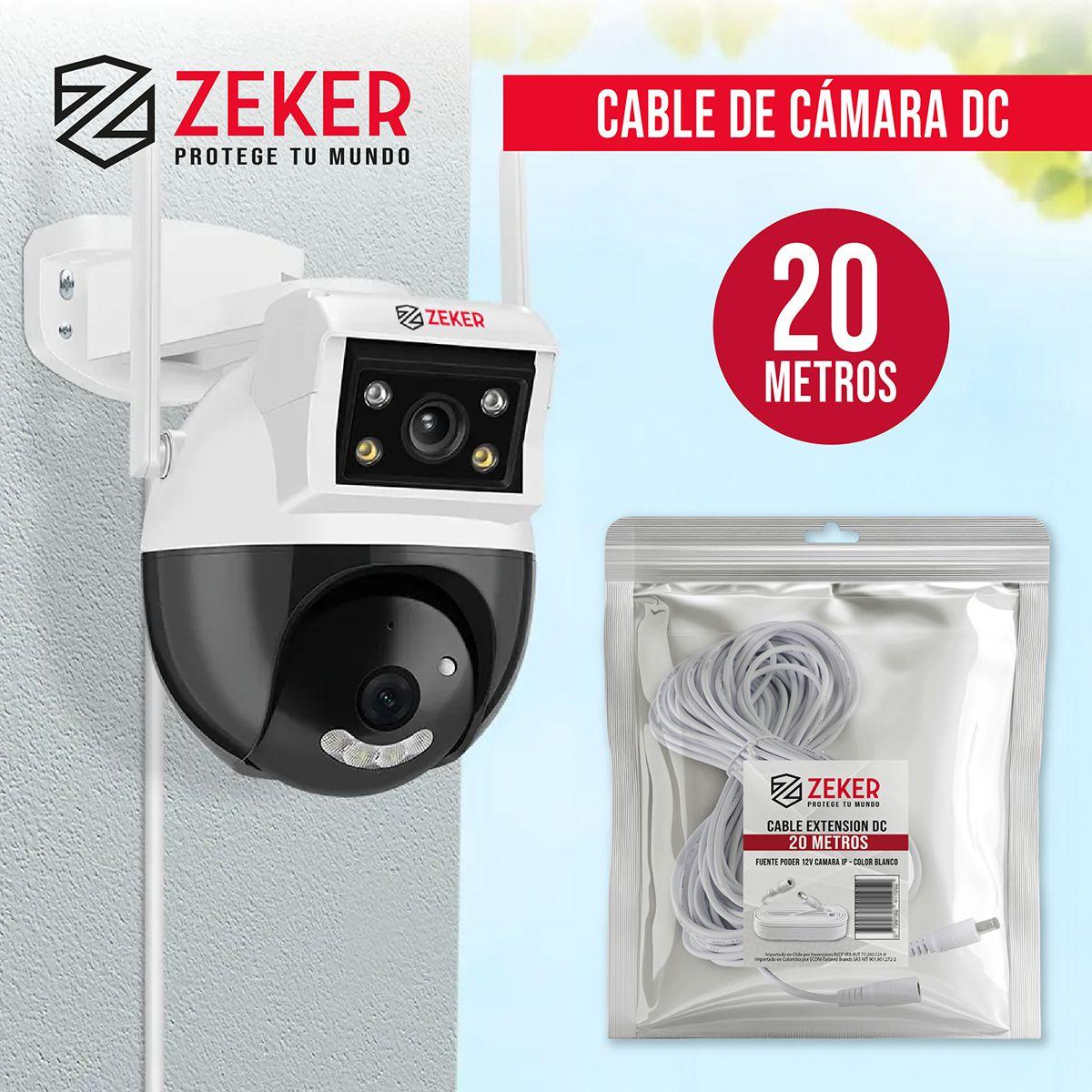 Cable Camara Seguridad Zeker Extensor Universal 20 Mts 12v-3