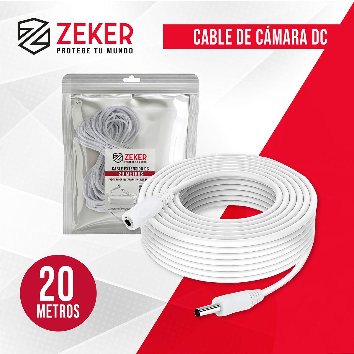 Cable Camara Seguridad Zeker Extensor Universal 20 Mts 12v-5