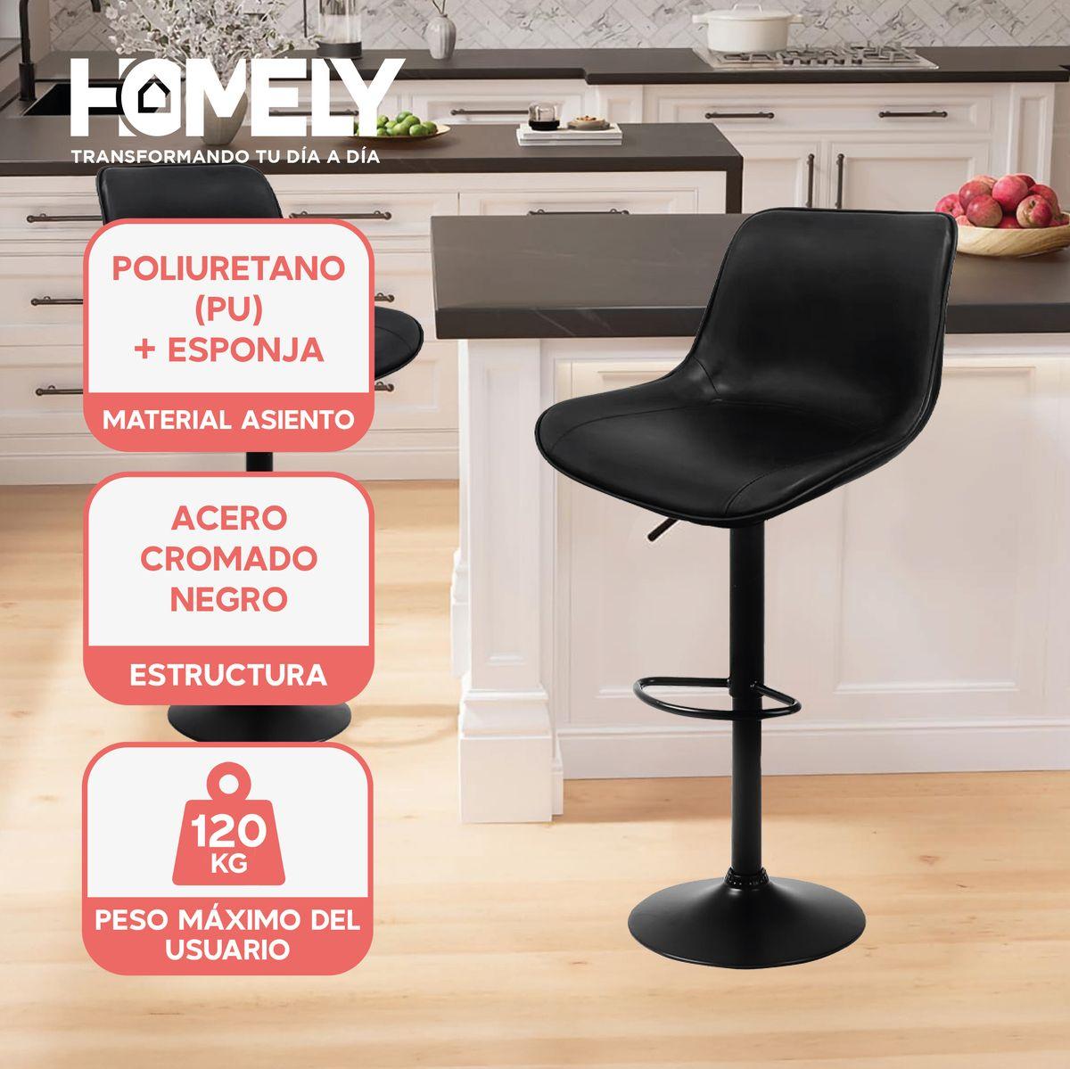 Taburete Silla De Bar Homely Altura Regulable Cocina 80cm-2