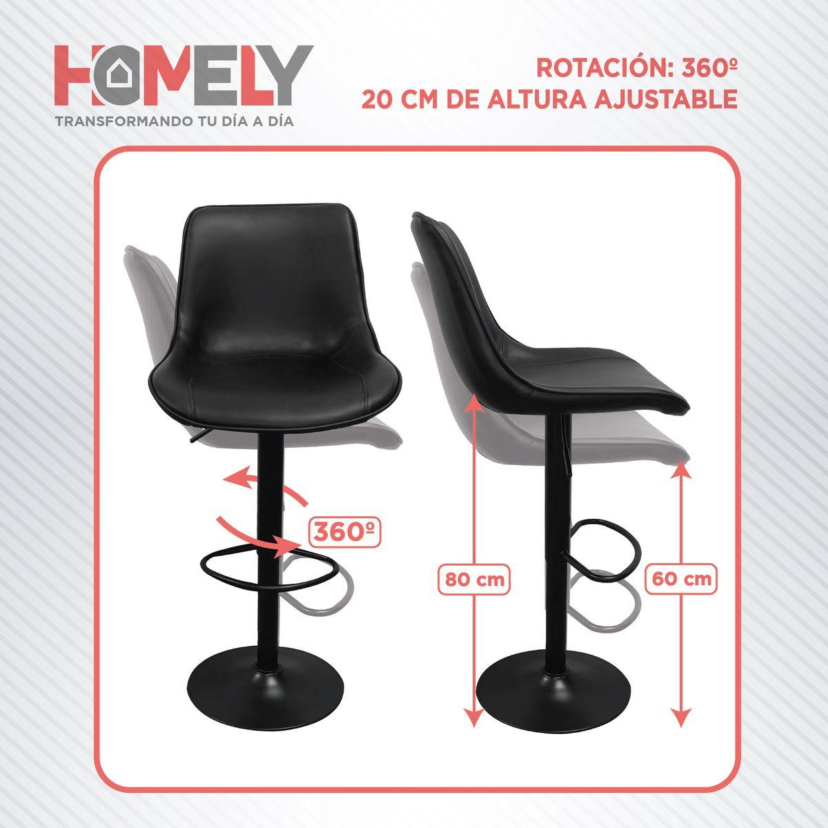 Taburete Silla De Bar Homely Altura Regulable Cocina 80cm-3