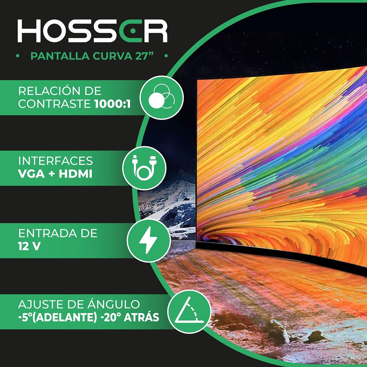 Monitor Gamer Curvo 27 Pulgadas Hosser FHD Gaming Monitor-2