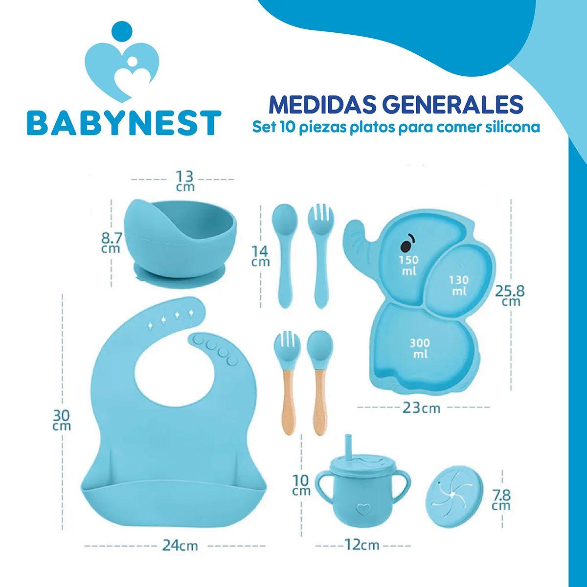 Set Alimentacion Silicona Bebe 10P Antideslizante BabyNest-3