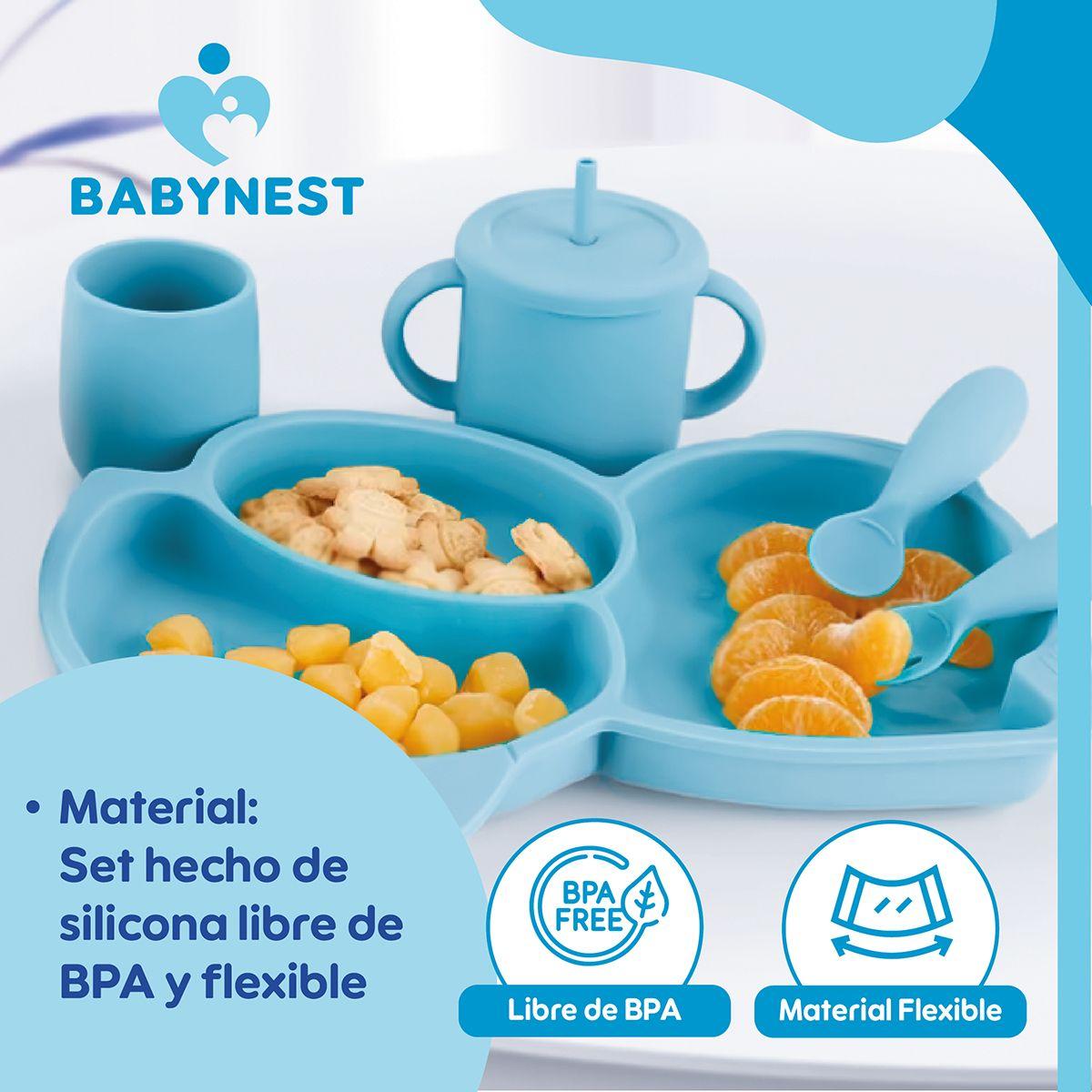 Set Alimentacion Silicona Bebe 10P Antideslizante BabyNest-4