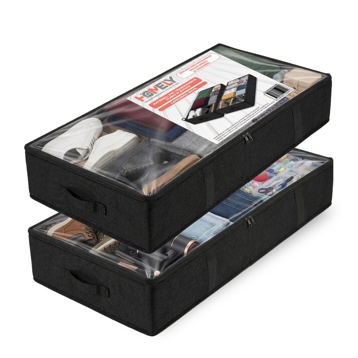 Bolsas Organizadoras Plegable Almacenamiento Bajo Cama Homely Color Negro 90 Litros Set x2-0