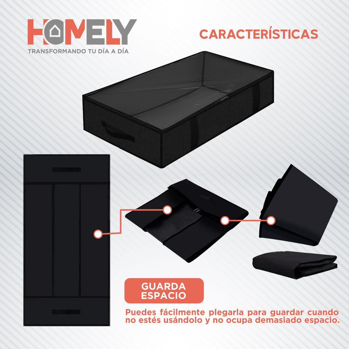 Bolsas Organizadoras Plegable Almacenamiento Bajo Cama Homely Color Negro 90 Litros Set x2-4