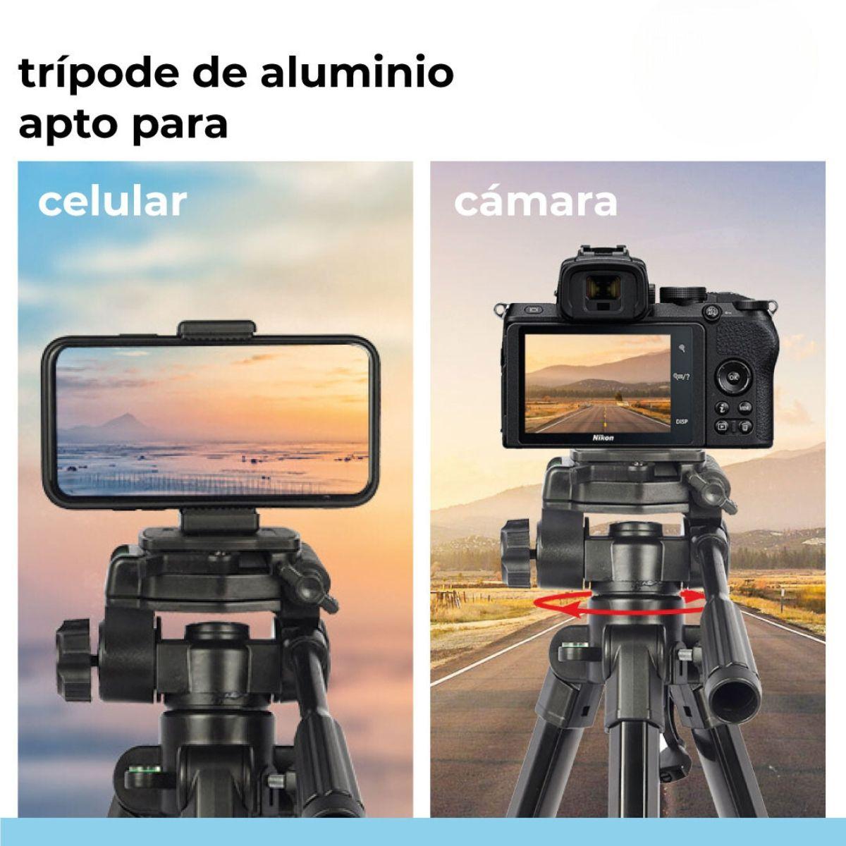 Trípode Celular Camara Portátil Aluminio Carga 10 kg 170 cm-6