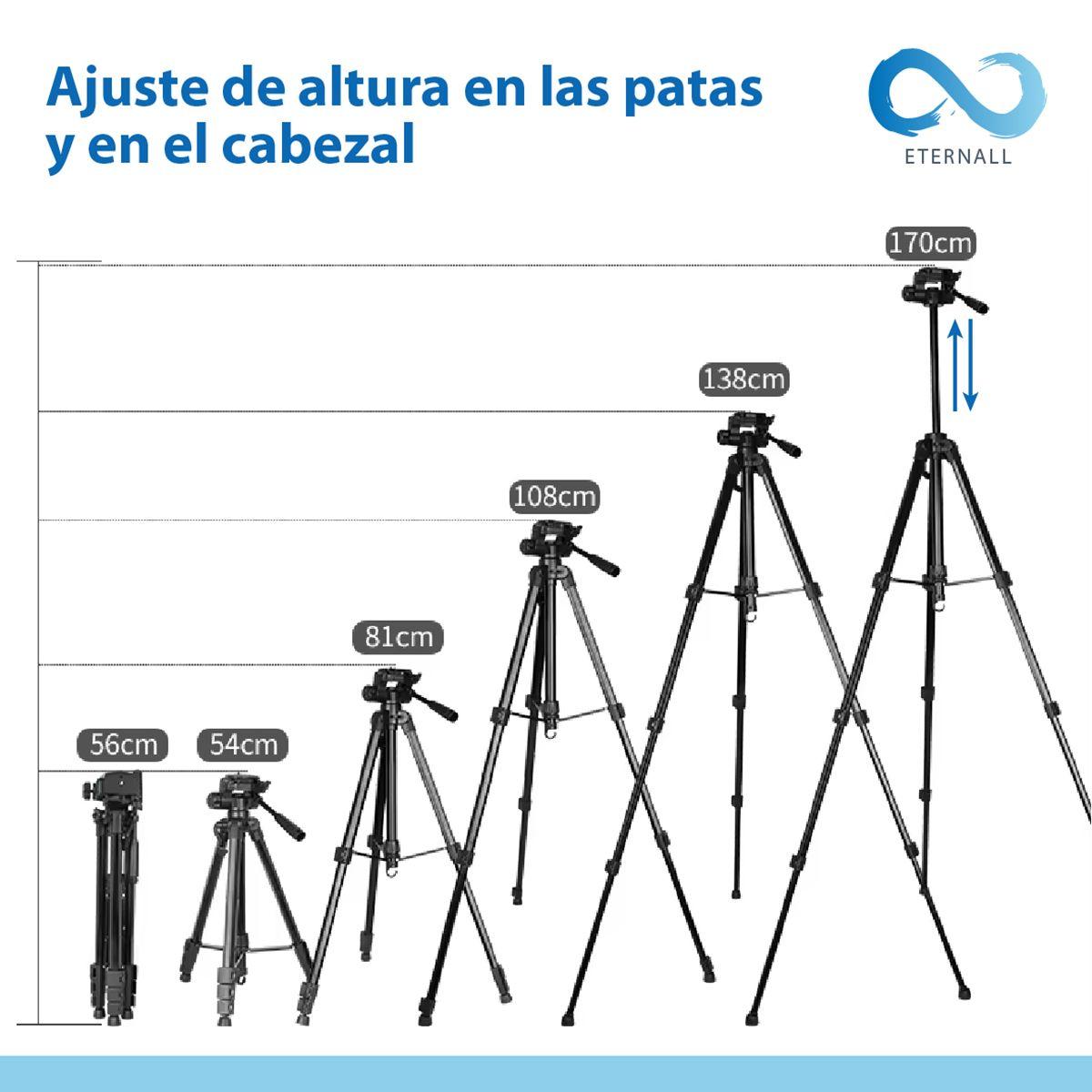 Trípode Celular Camara Portátil Aluminio Carga 10 kg 170 cm-4