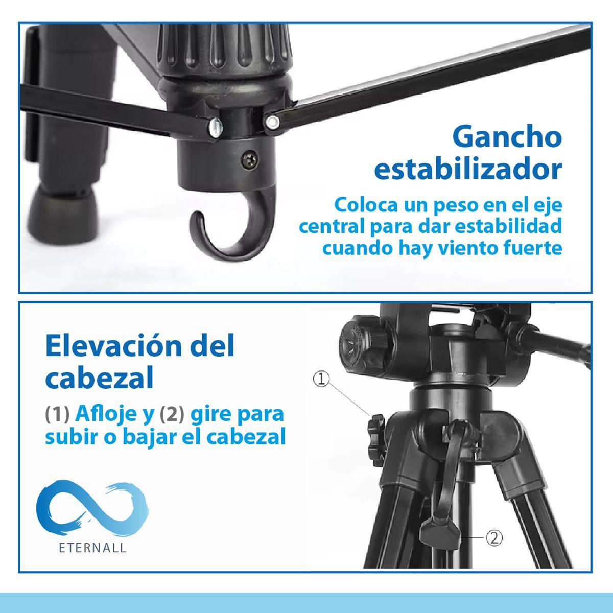 Trípode Celular Camara Portátil Aluminio Carga 10 kg 170 cm-6