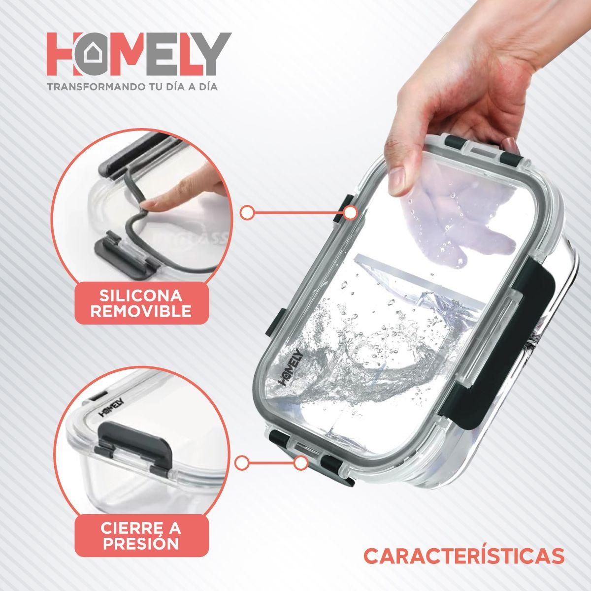 Tupper Frasco Vidrio Con Divisiones 965 Ml Templado Homely-3