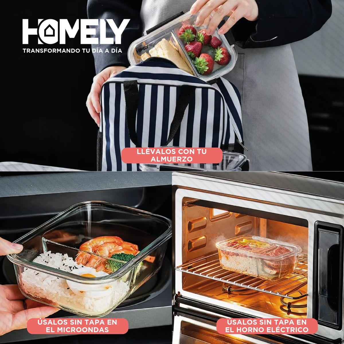 Tupper Frasco Vidrio Con Divisiones 965 Ml Templado Homely-4