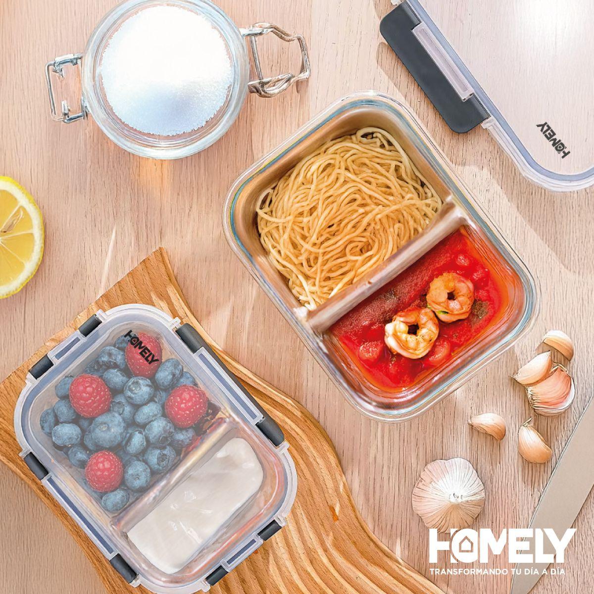 Tupper Frasco Vidrio Con Divisiones 965 Ml Templado Homely-6