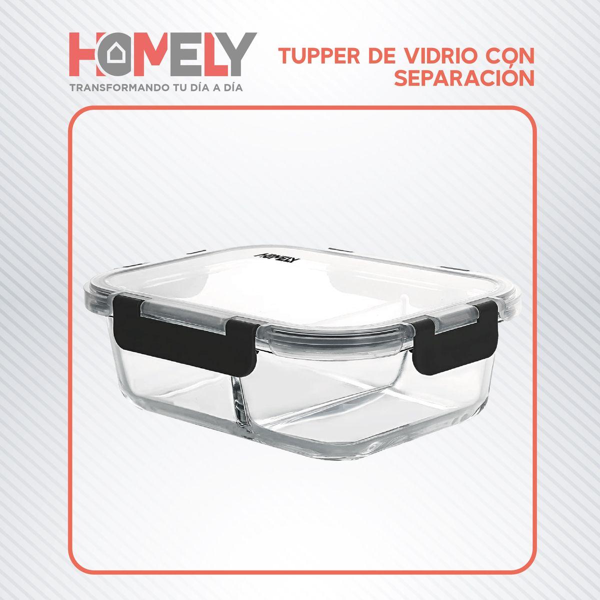 Tupper Frasco Vidrio Con Divisiones 965 Ml Templado Homely-8