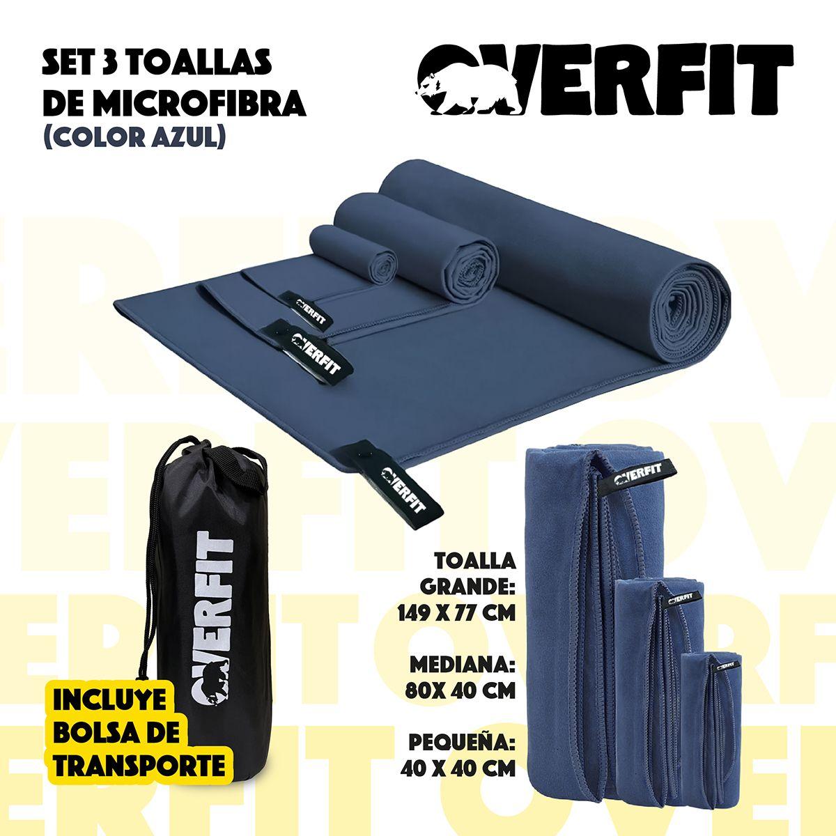 Toallas Microfibra Secado Rapido Overfit Absorbentes Pack X3-4